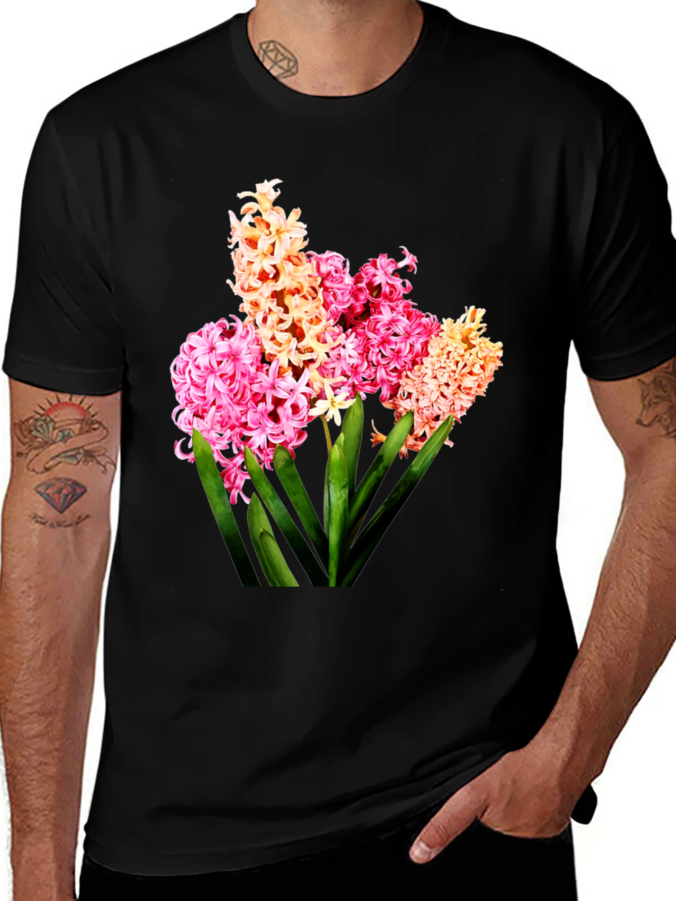 Variant 8 of Floral Print Black T-Shirt