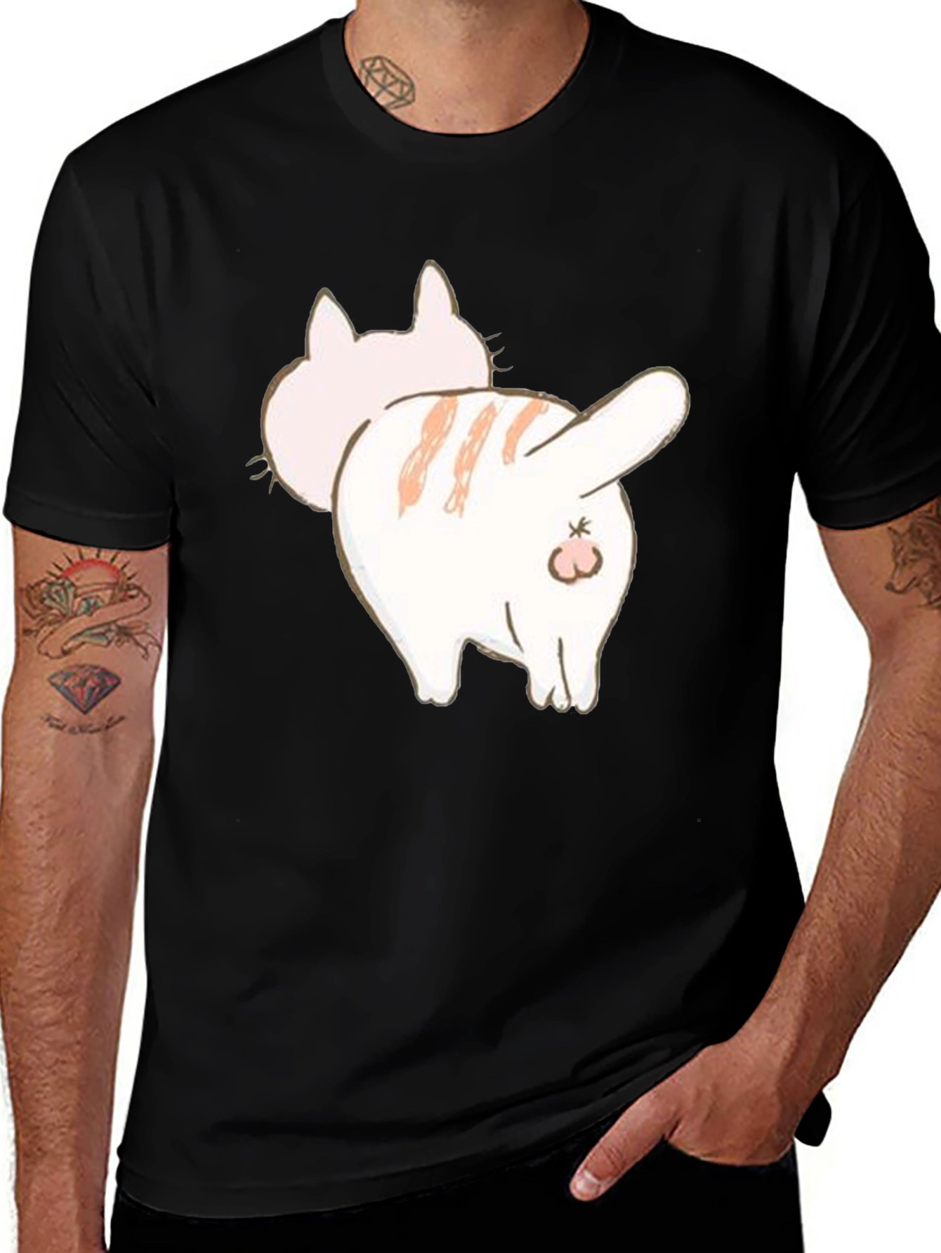 Variant 13 of Funny Cat Butt Graphic Tee - Unisex Black T-Shirt