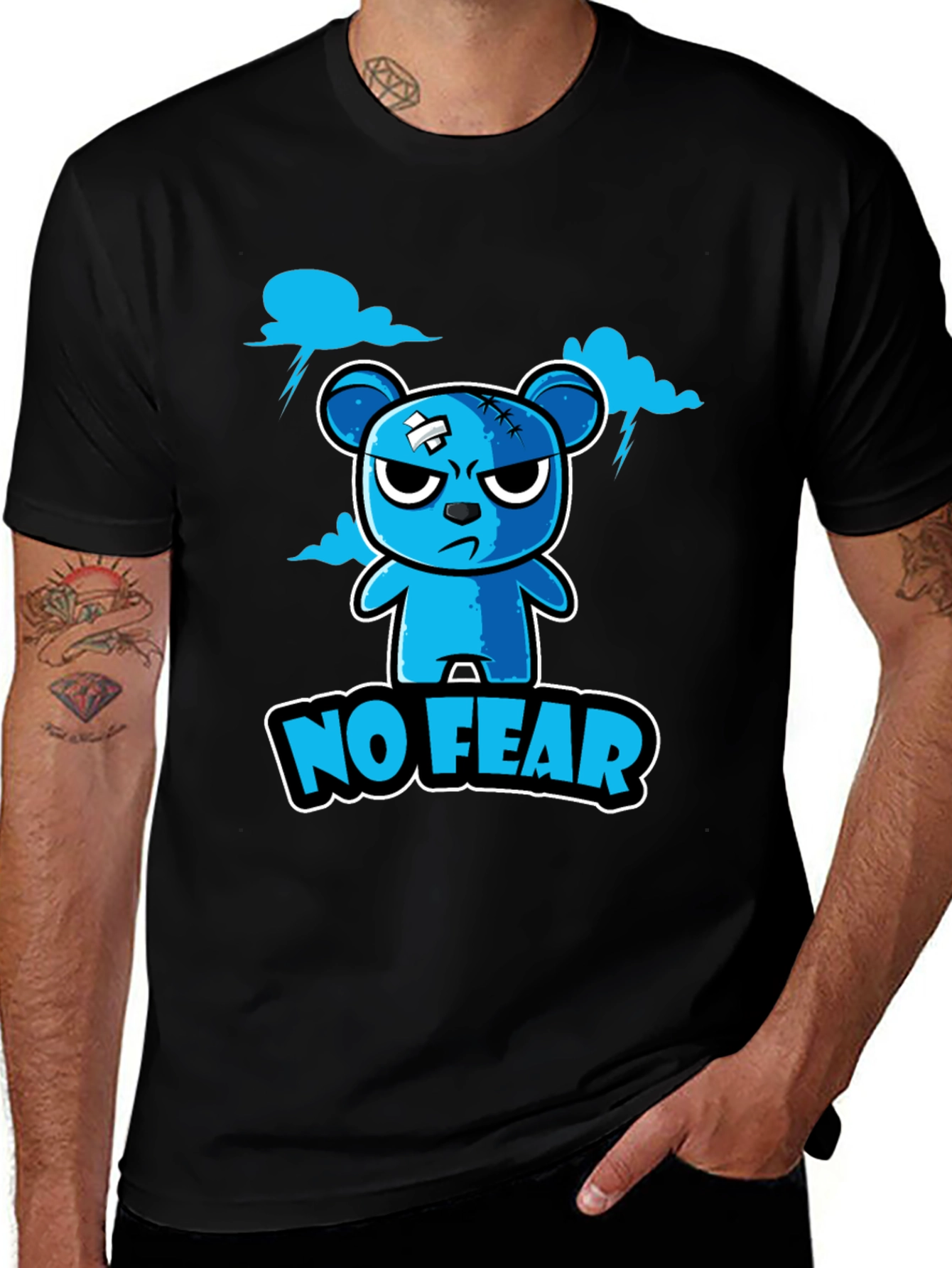 Variant 4 of No Fear Cartoon Bear Graphic T-Shirt