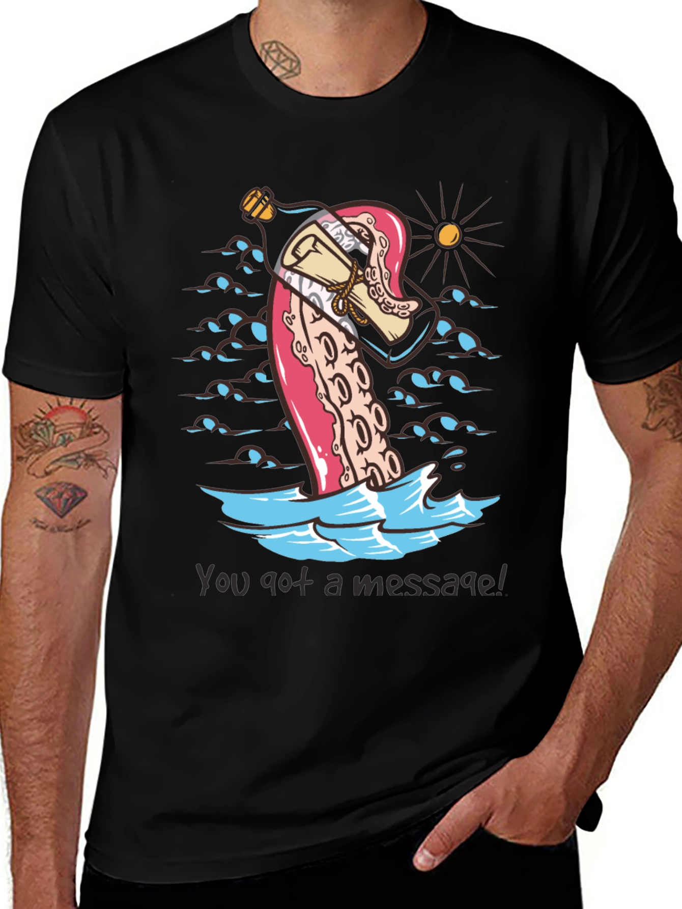 Variant 29 of Message in a Bottle Octopus Tee