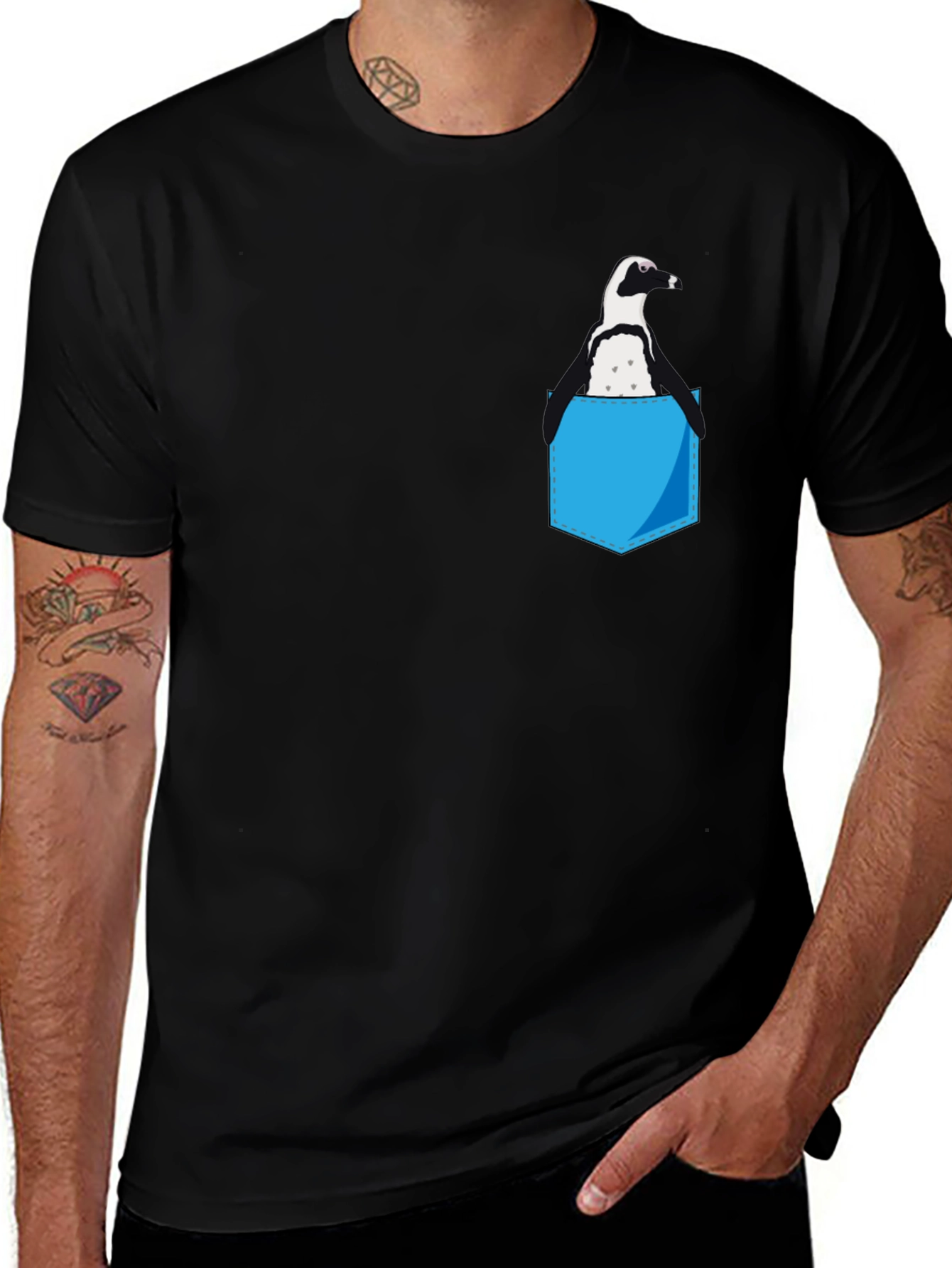 Variant 17 of Penguin Pocket Graphic Tee - Quirky Cool!