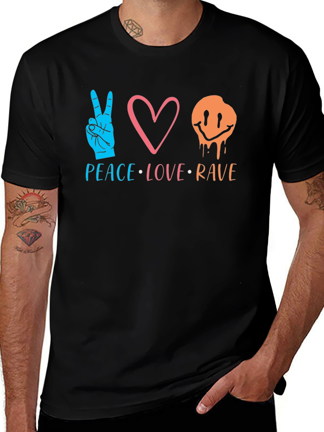 Variant 5 of Peace Love Rave Graphic T-Shirt