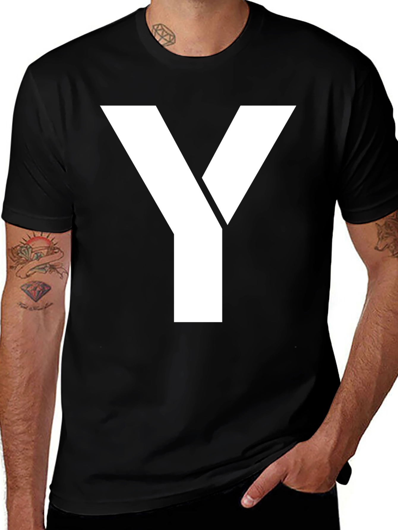Variant 7 of Bold 'Y' Graphic Black T-Shirt
