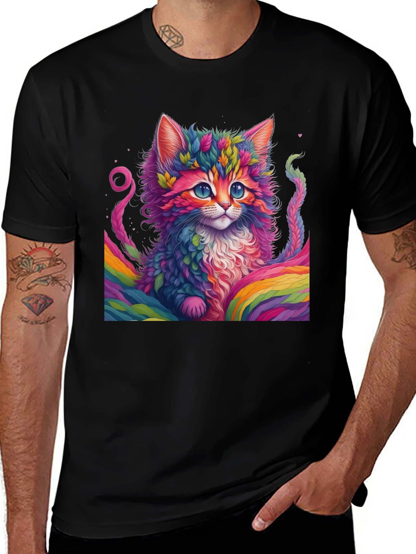 Variant 14 of Rainbow Kitten T-Shirt - Vivid Cat Graphic Tee