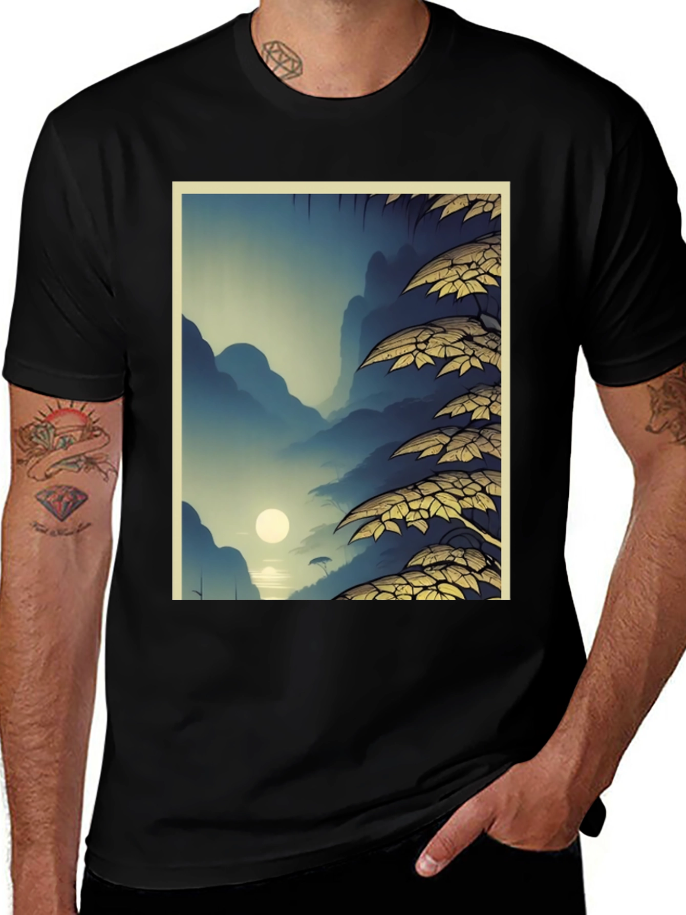 Variant 2 of Nature Graphic Print Black T-Shirt