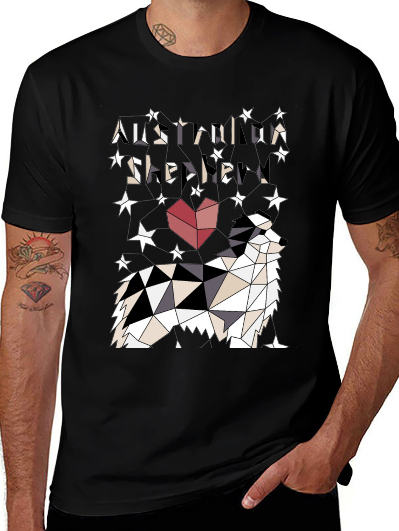 Australian Shepherd Geometric Art Tee