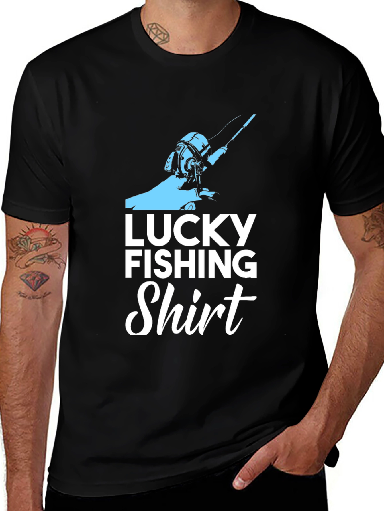 Variant 15 of Lucky Fishing Shirt - Black Graphic Tee
