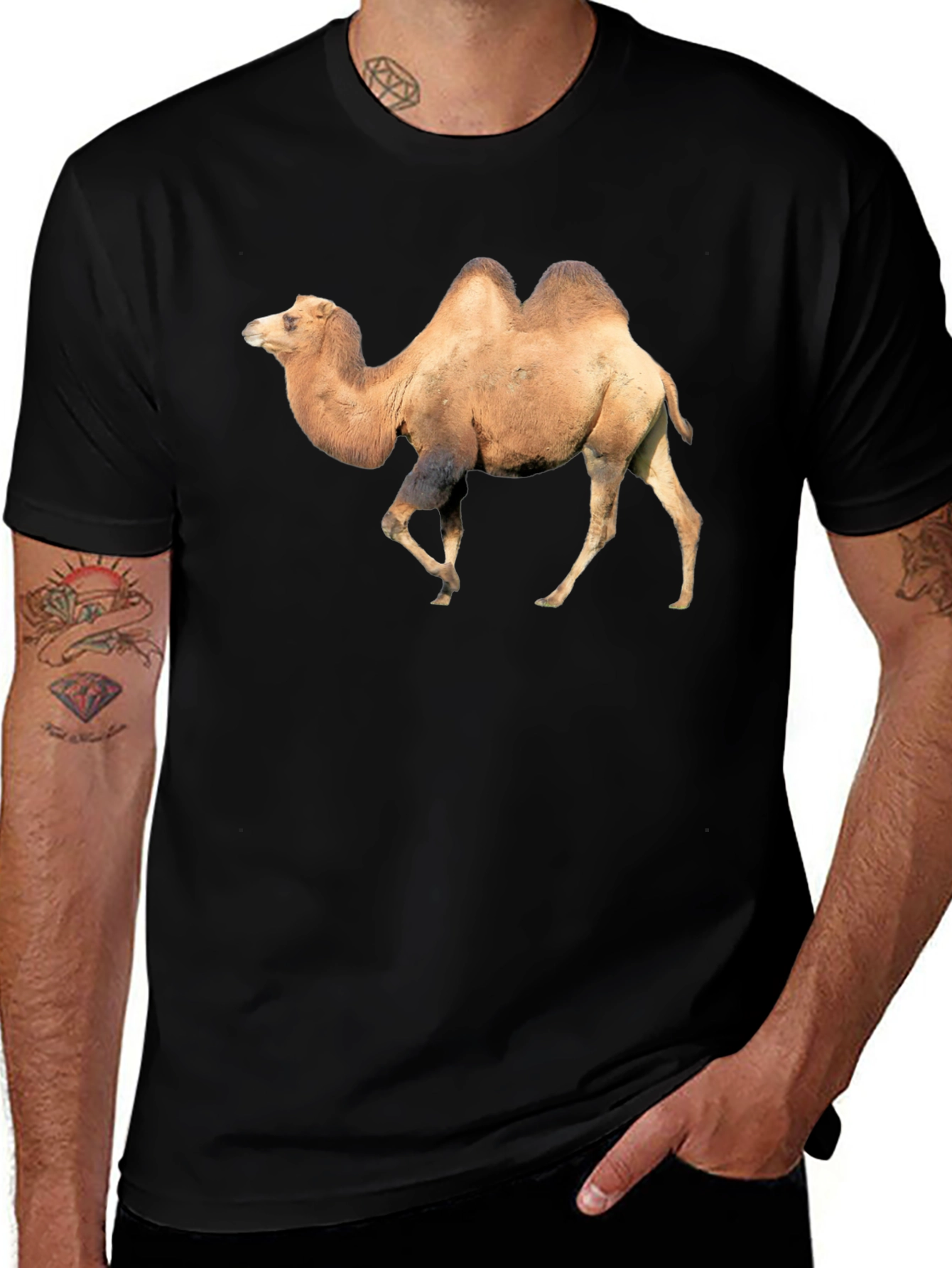 Black Camel Graphic Tee - Unique Animal Print T-Shirt main image