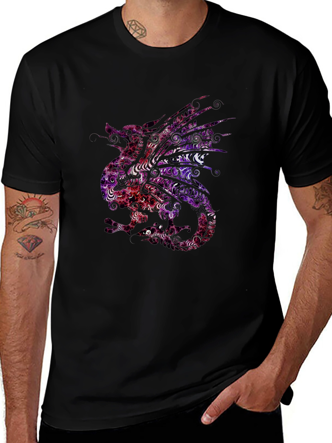 Variant 17 of Dragon Graphic Tee - Stylish Men's Black T-Shirt