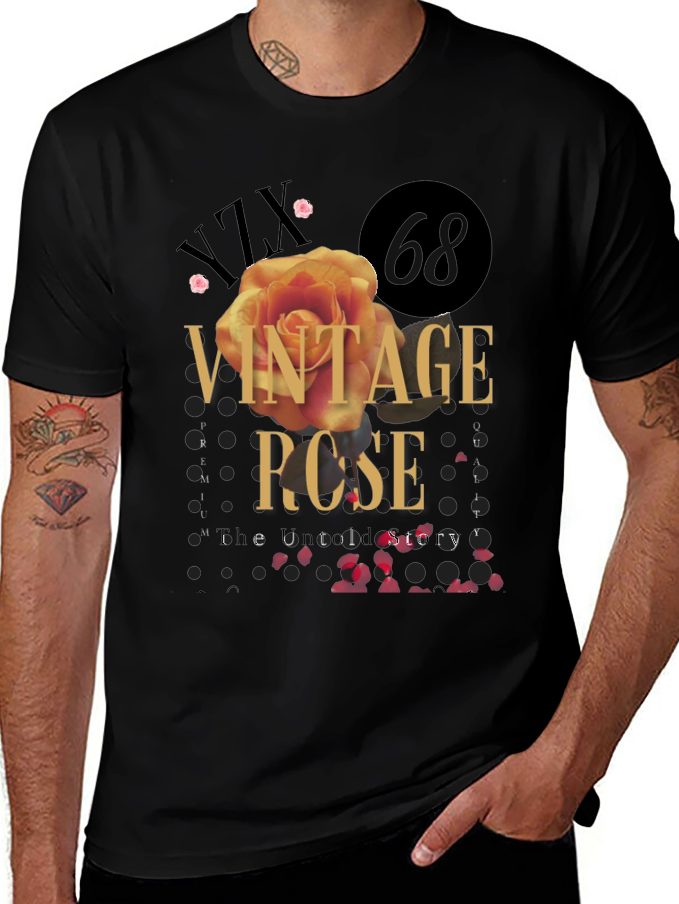 Variant 17 of Vintage Rose Graphic Tee - Stylish Unisex T-Shirt