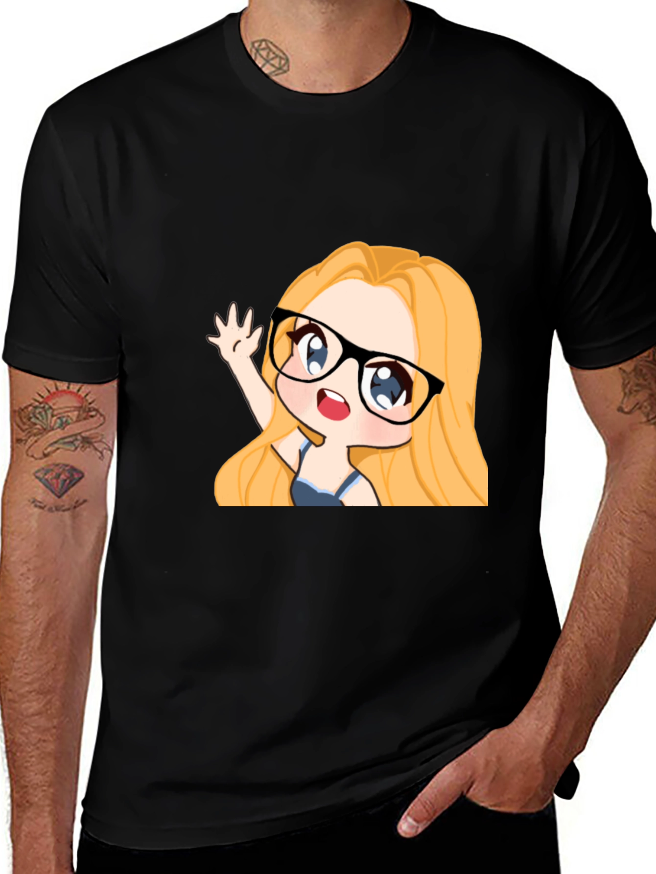 Variant 17 of Anime Girl Graphic Tee - Black Cotton Casual T-Shirt