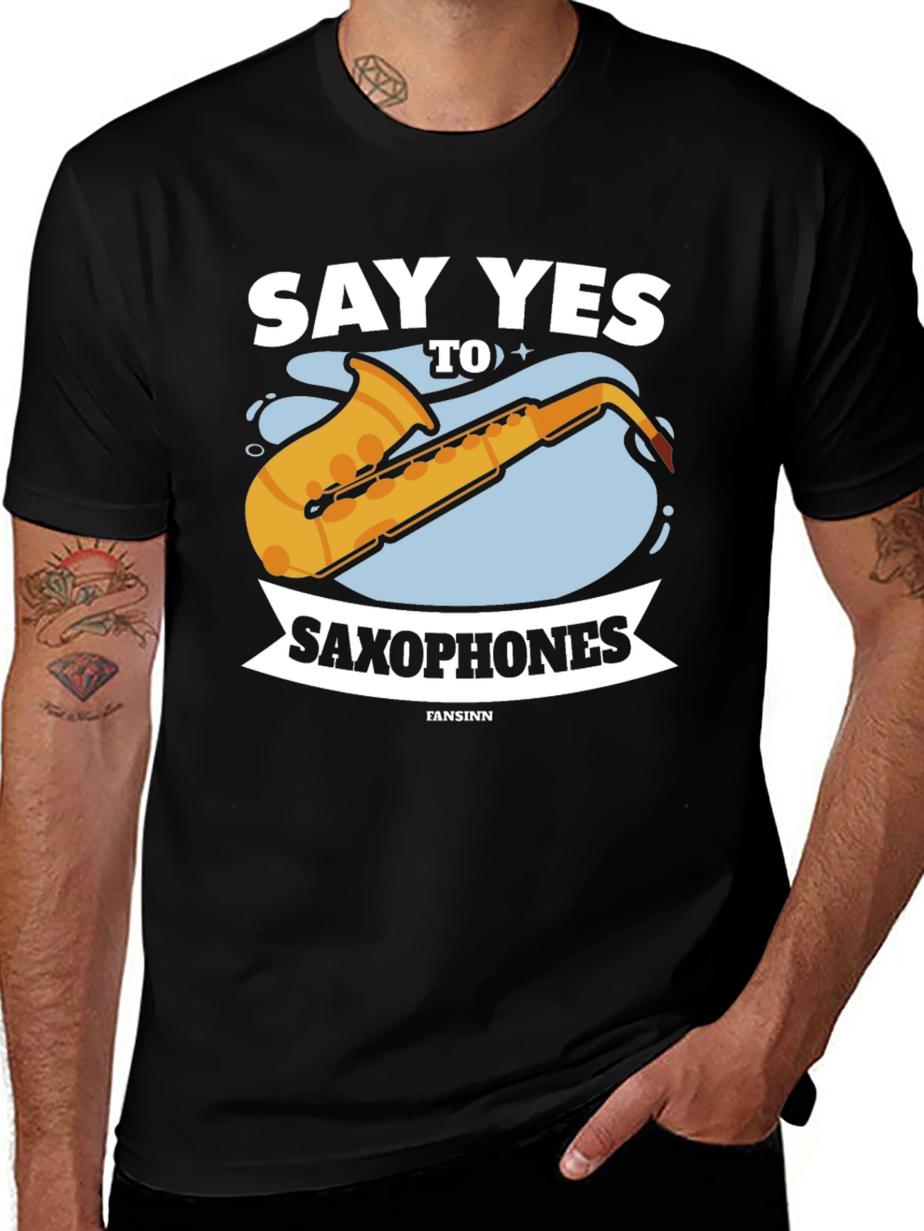 Variant 18 of Say Yes to Saxophones Black T-Shirt - Music Lover Tee