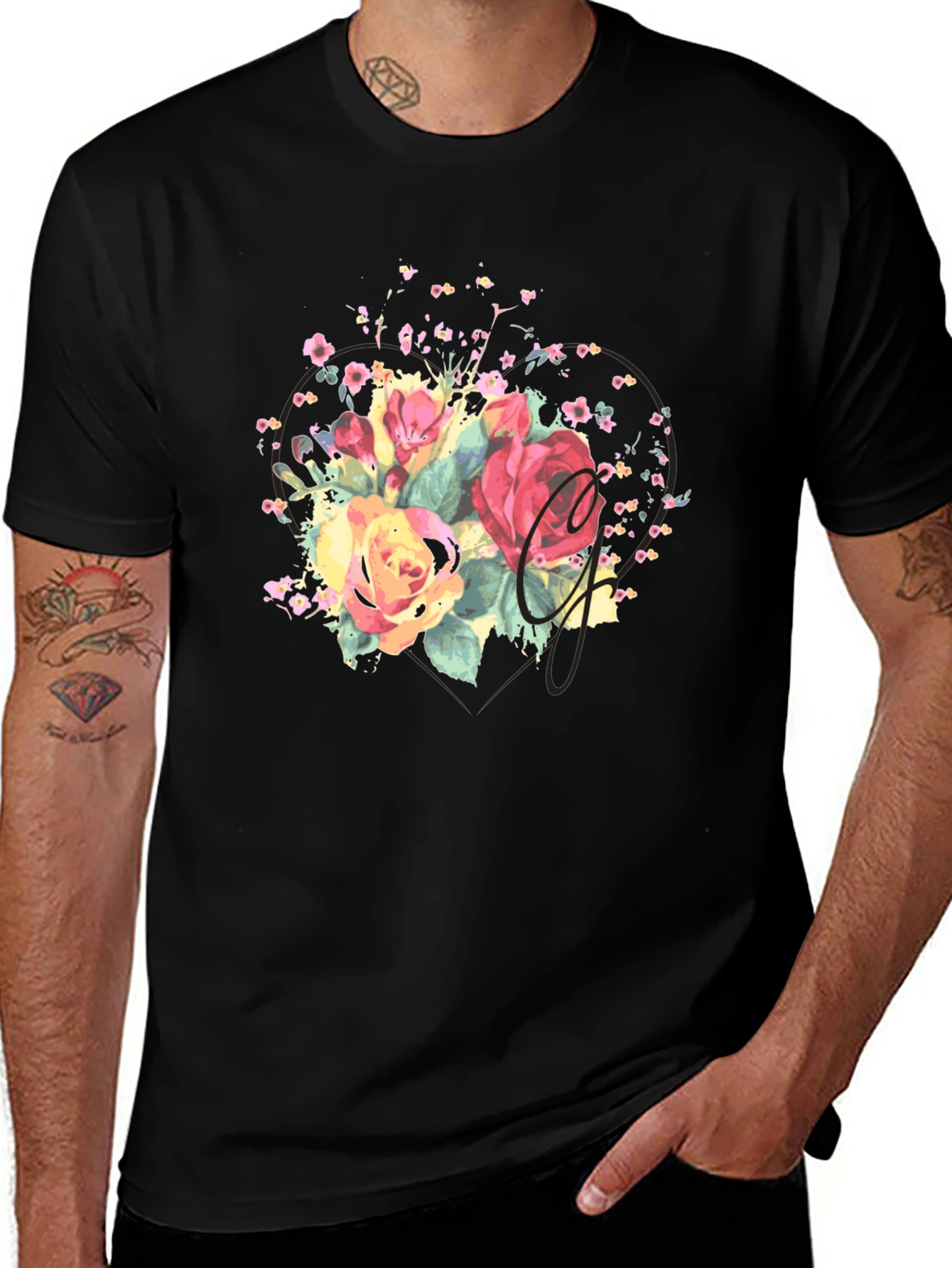 Variant 28 of Floral Letter T-Shirt - Stylish and Unique