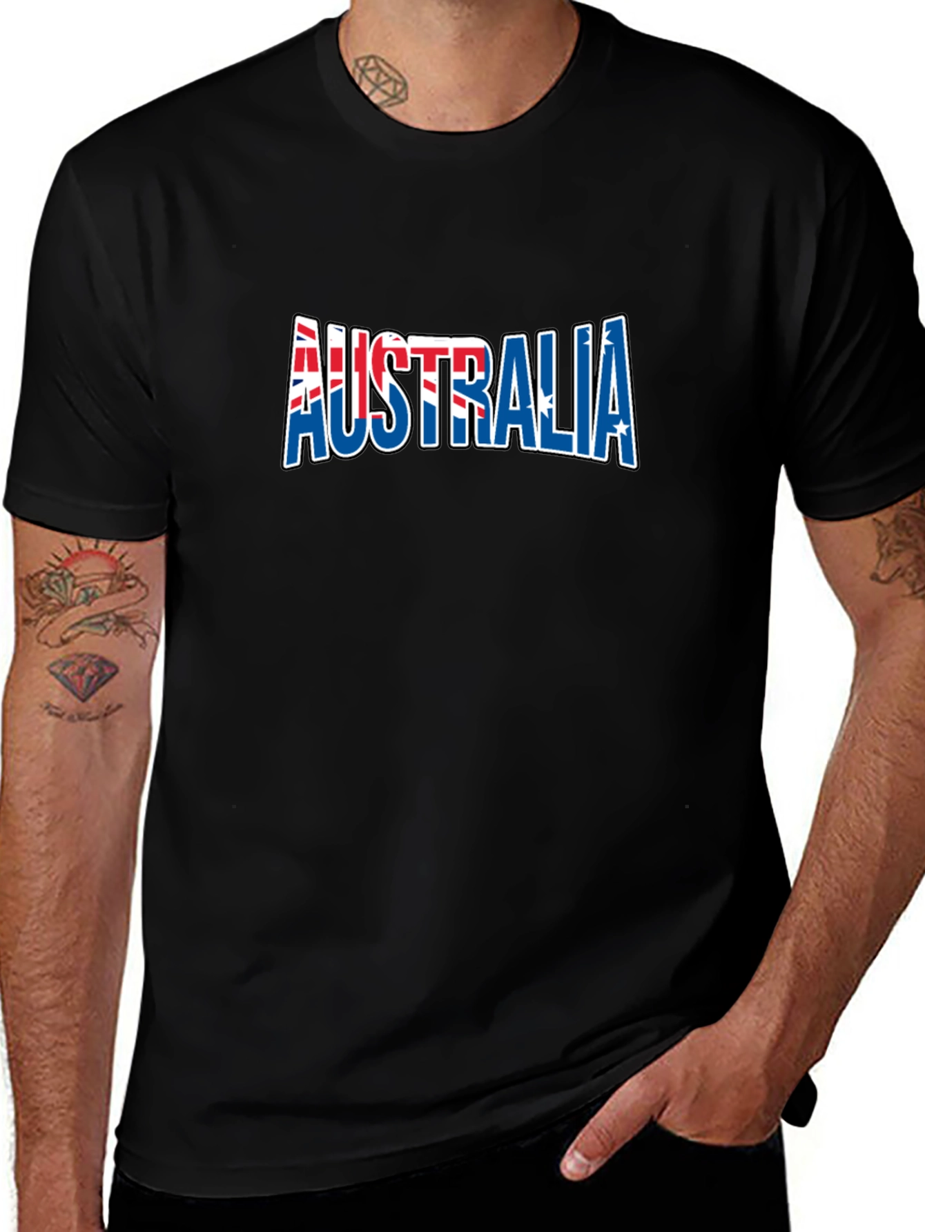 Variant 6 of Australia Flag Graphic Print Black T-Shirt