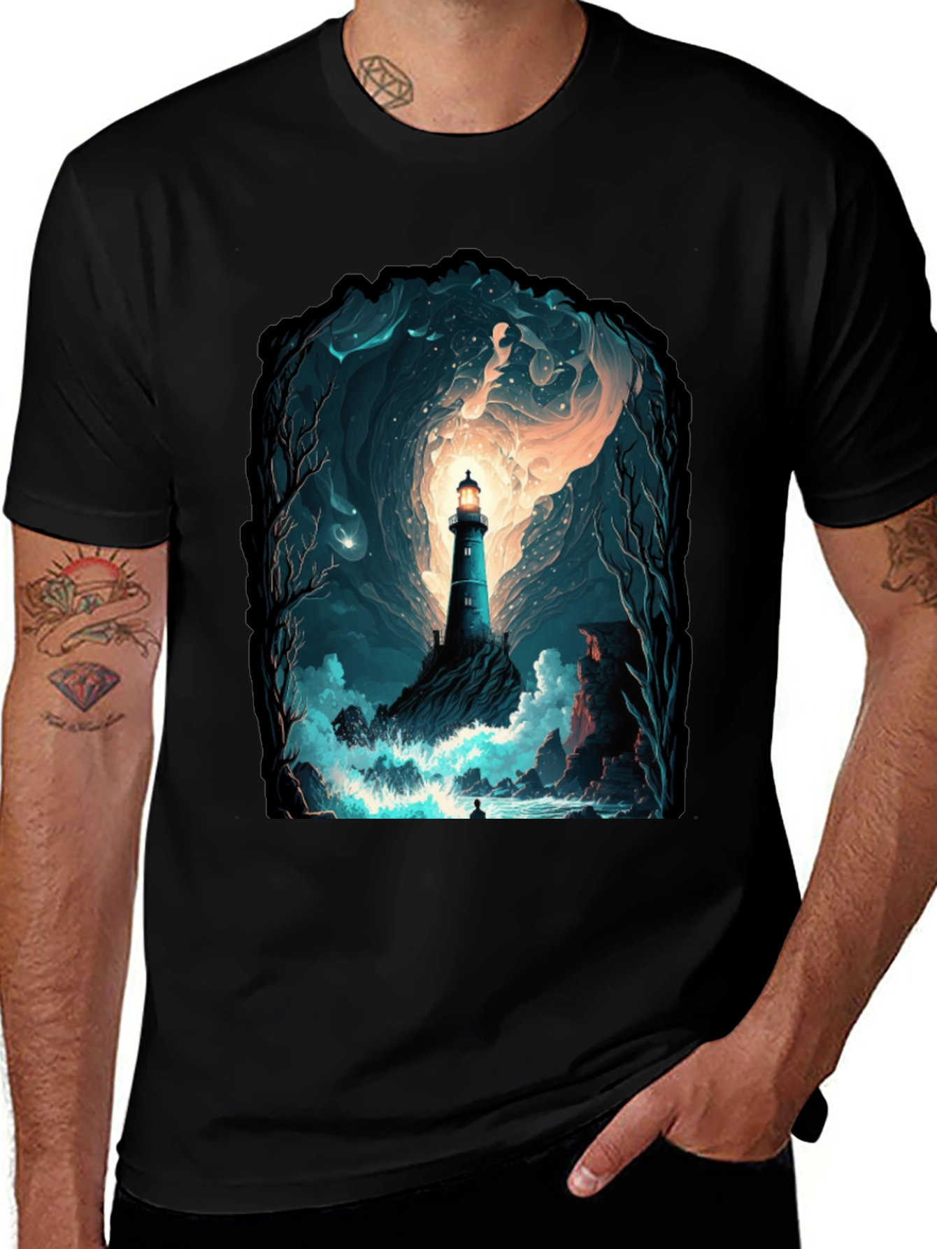 Variant 13 of Lighthouse Scene Graphic Tee - Premium Cotton Blend