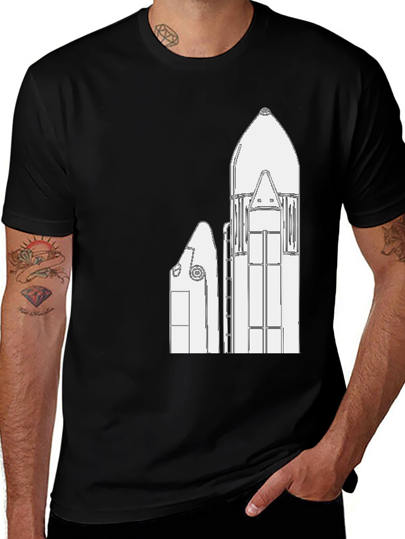 SpaceX Rocket Graphic Tee - Black