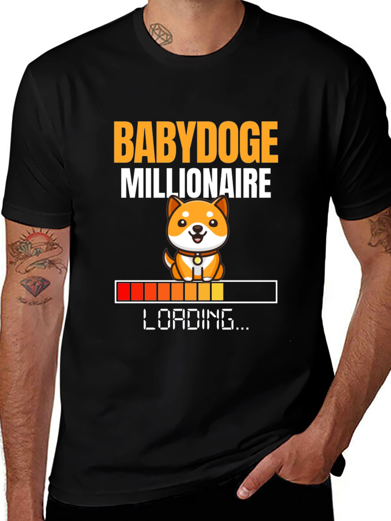 Variant 28 of BabyDoge Millionaire Loading Black T-Shirt