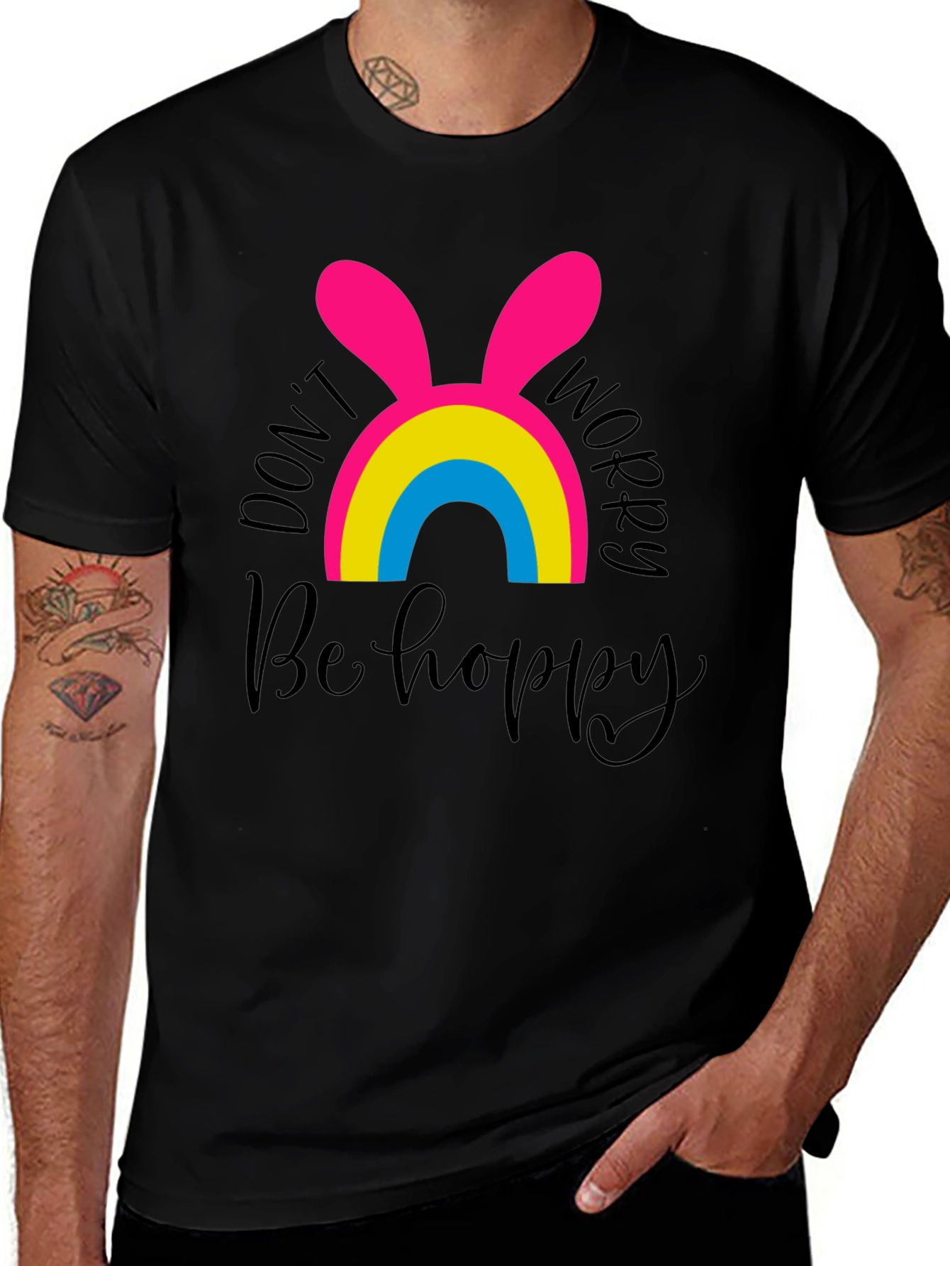 Variant 13 of Don't Worry Be Hoppy Easter Pansexual Pride T-Shirt