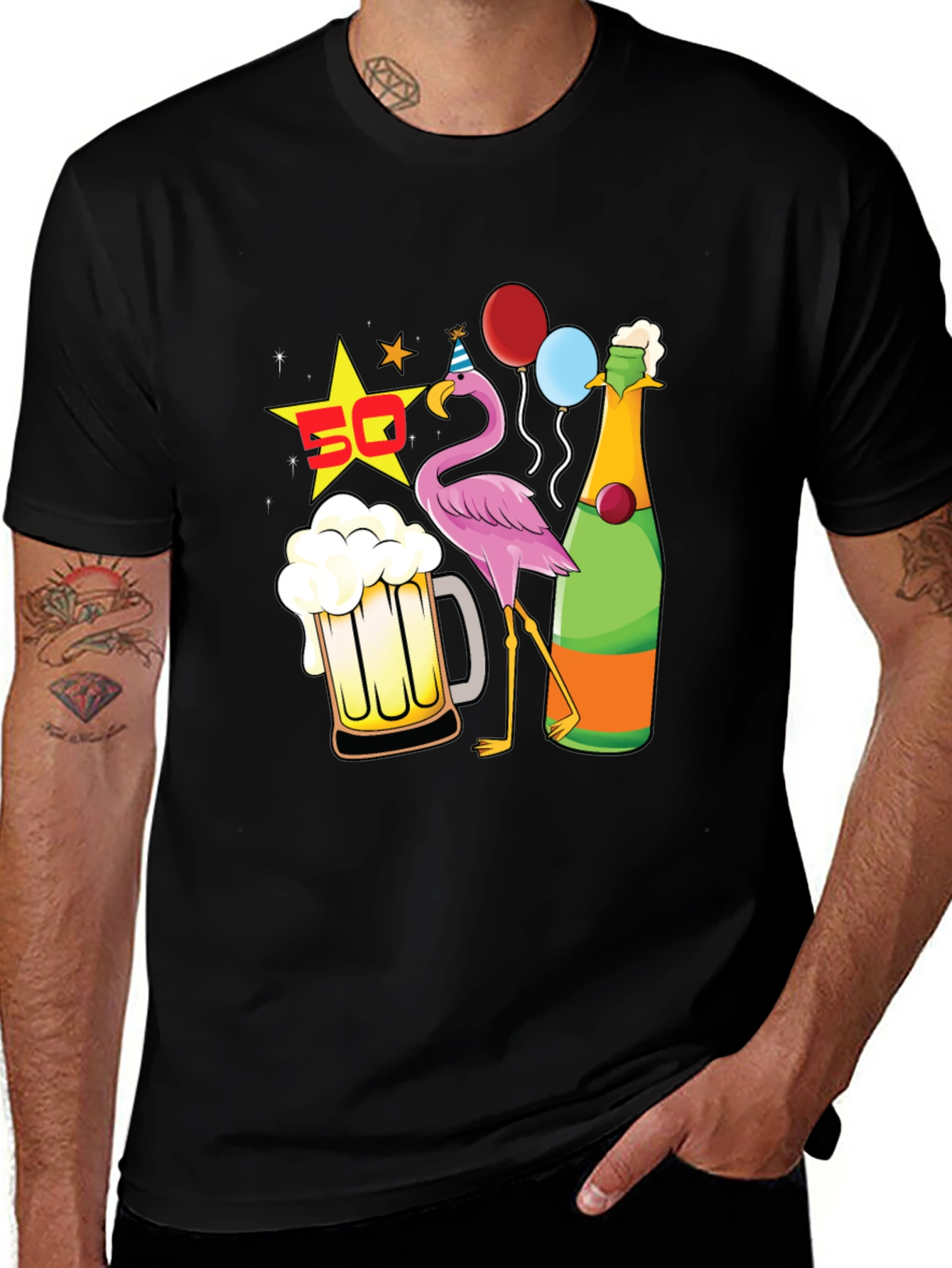Variant 17 of Party Flamingo Black T-Shirt