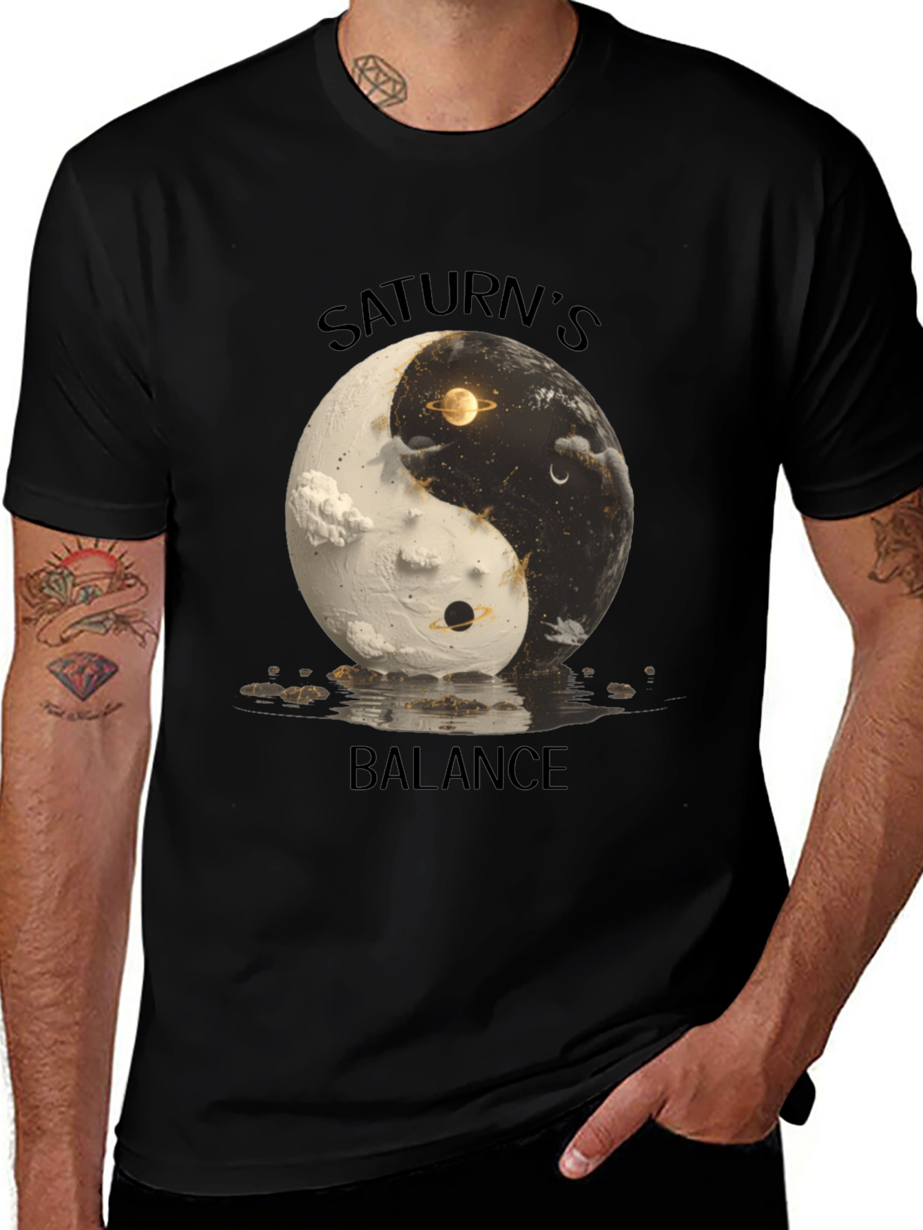 Variant 27 of Saturn's Balance Yin Yang Graphic Tee