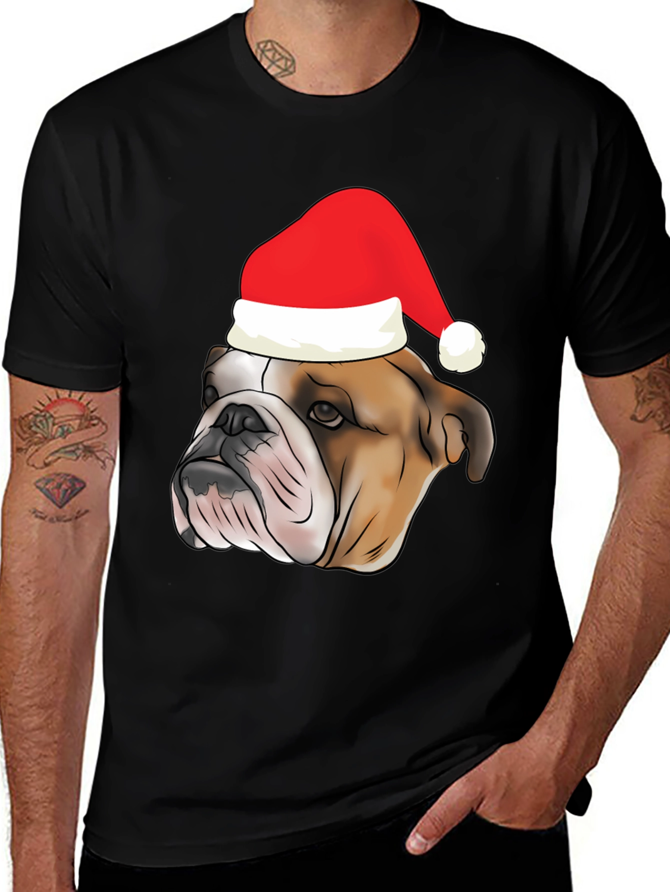Variant 9 of Bulldog Santa Hat Graphic Tee
