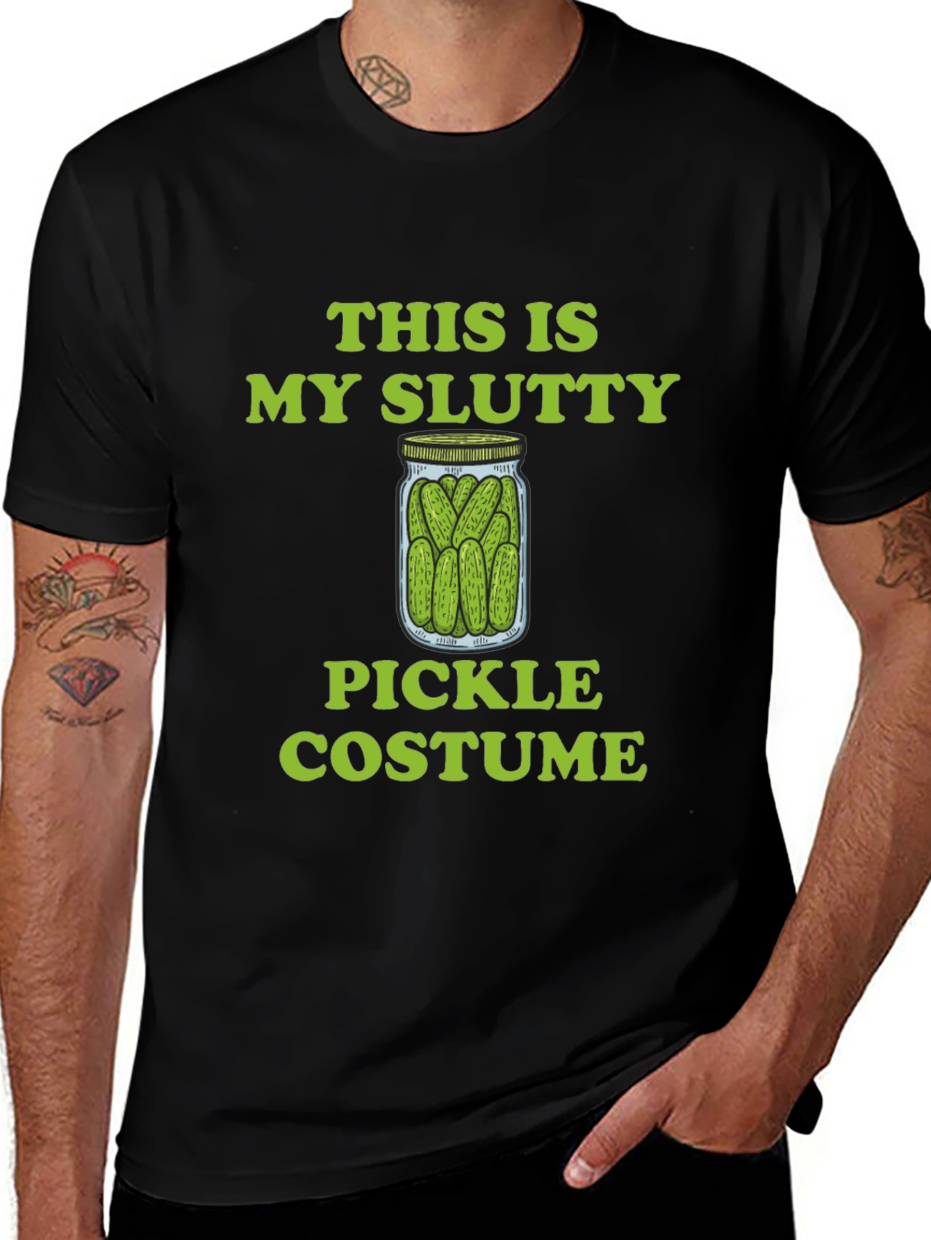Variant 15 of Slutty Pickle Costume Graphic T-Shirt