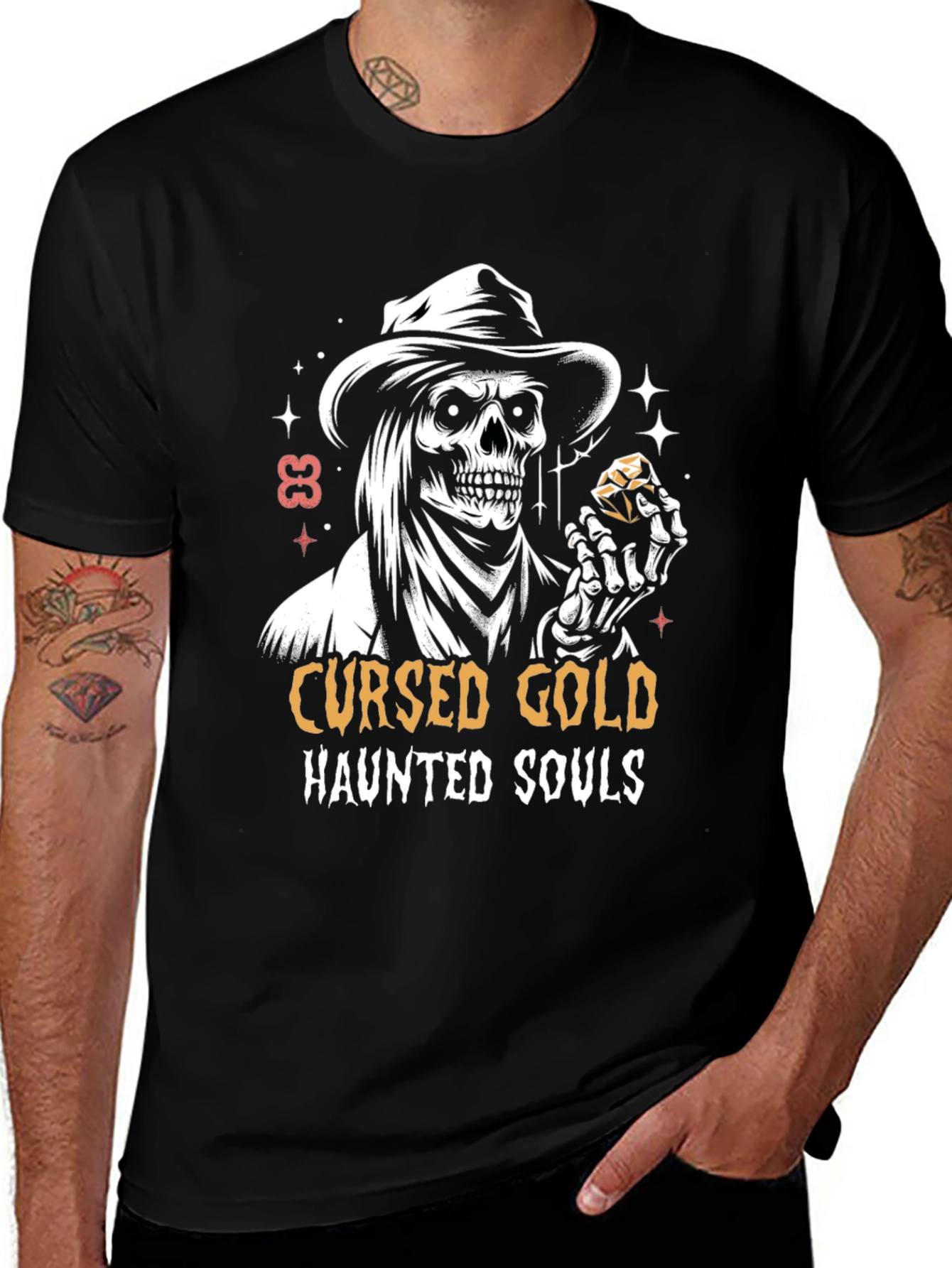 Variant 9 of Cursed Gold Haunted Souls Graphic Tee