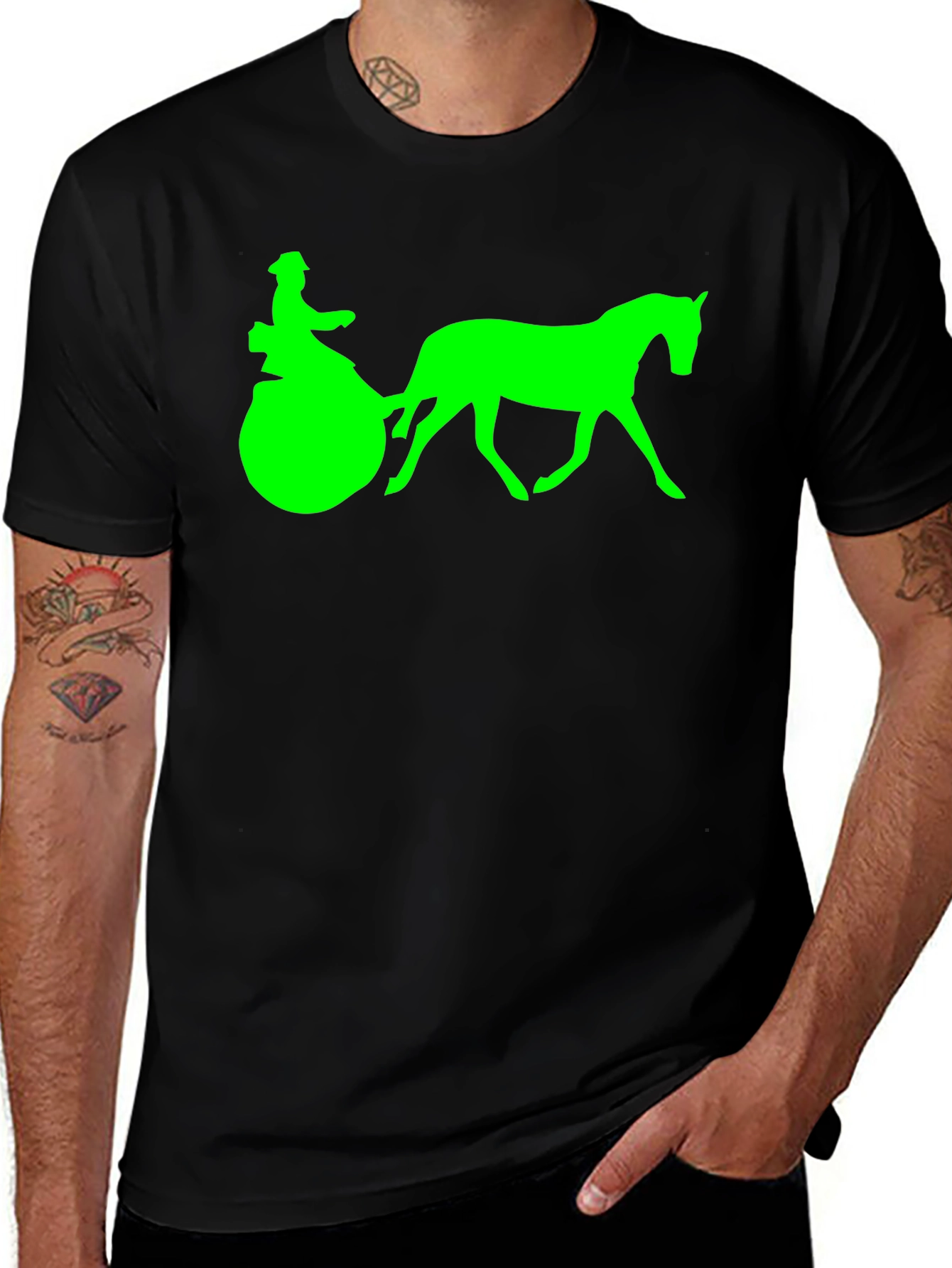 Variant 18 of Horse & Carriage Graphic Tee - Black Cotton T-Shirt