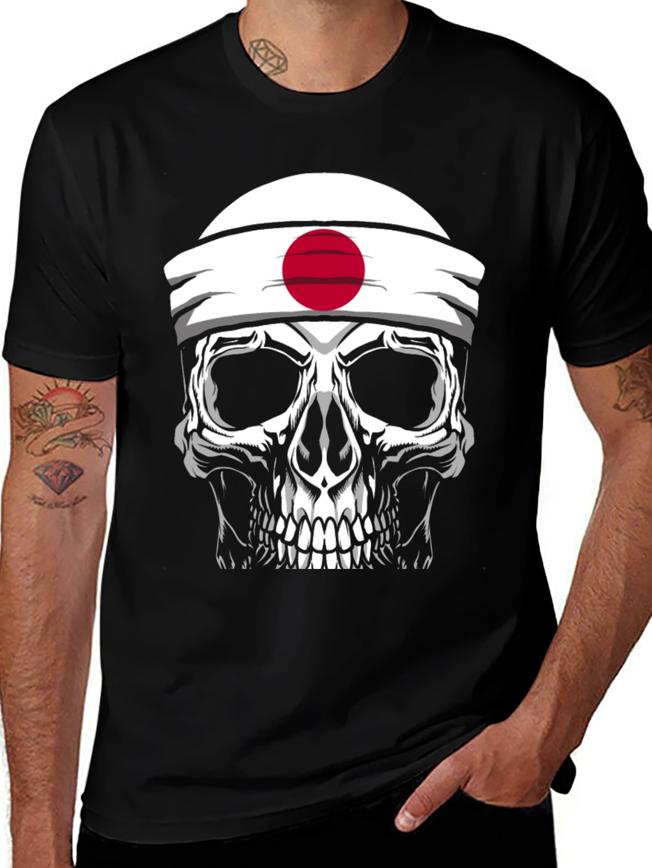 Variant 5 of Skull T-Shirt Japanese Headband Graphic Tee