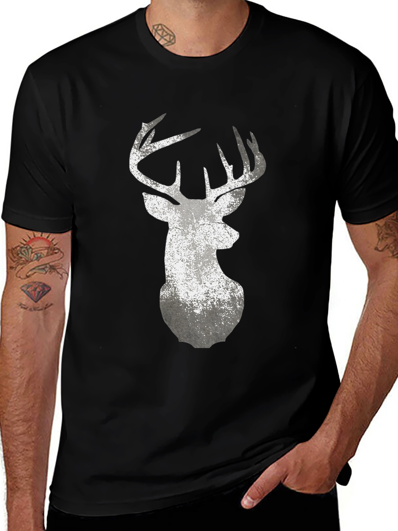 Variant 20 of Deer Graphic T-Shirt - Distressed Print