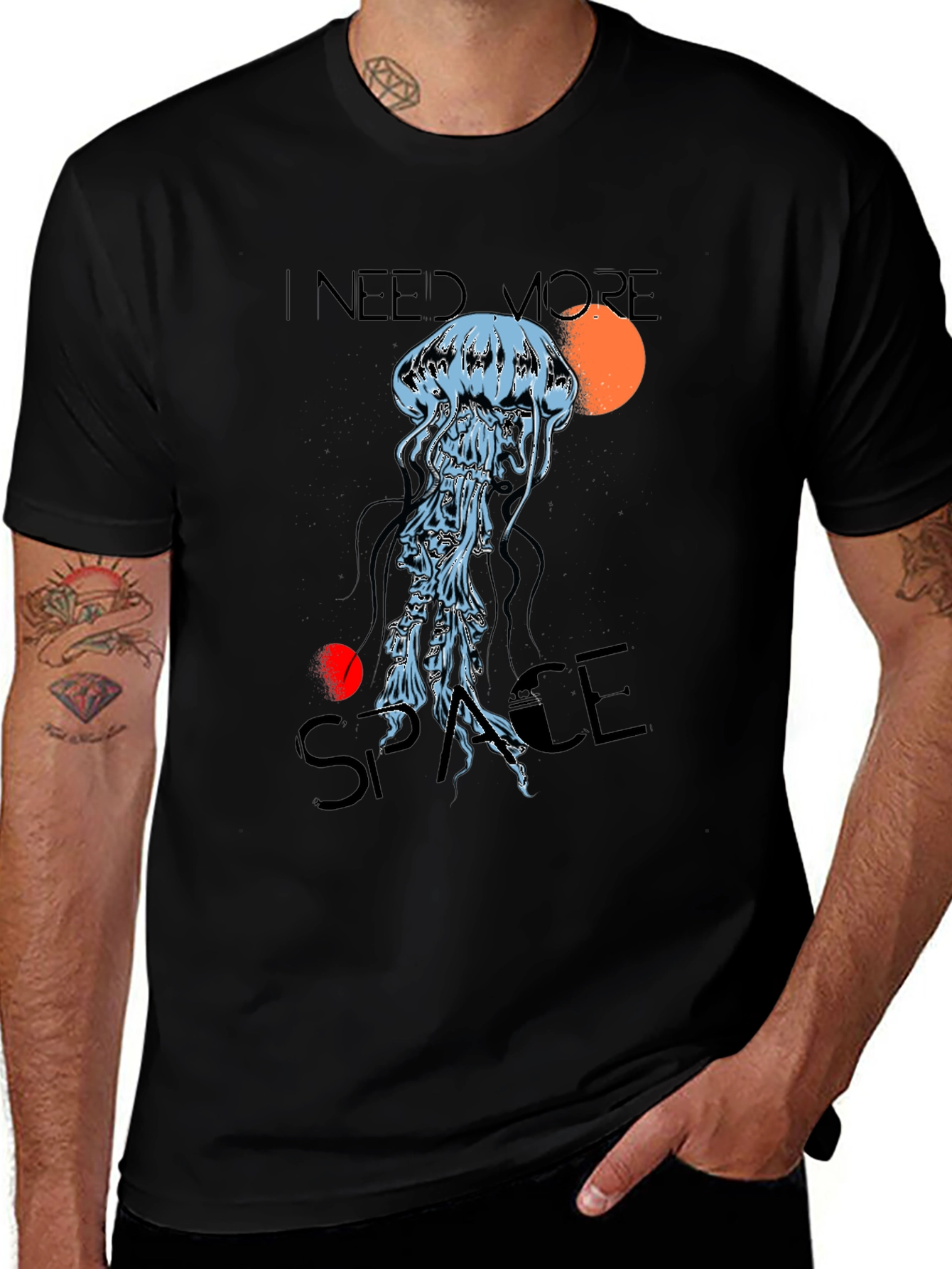 Variant 18 of I Need More Space Jellyfish Graphic Tee - Black