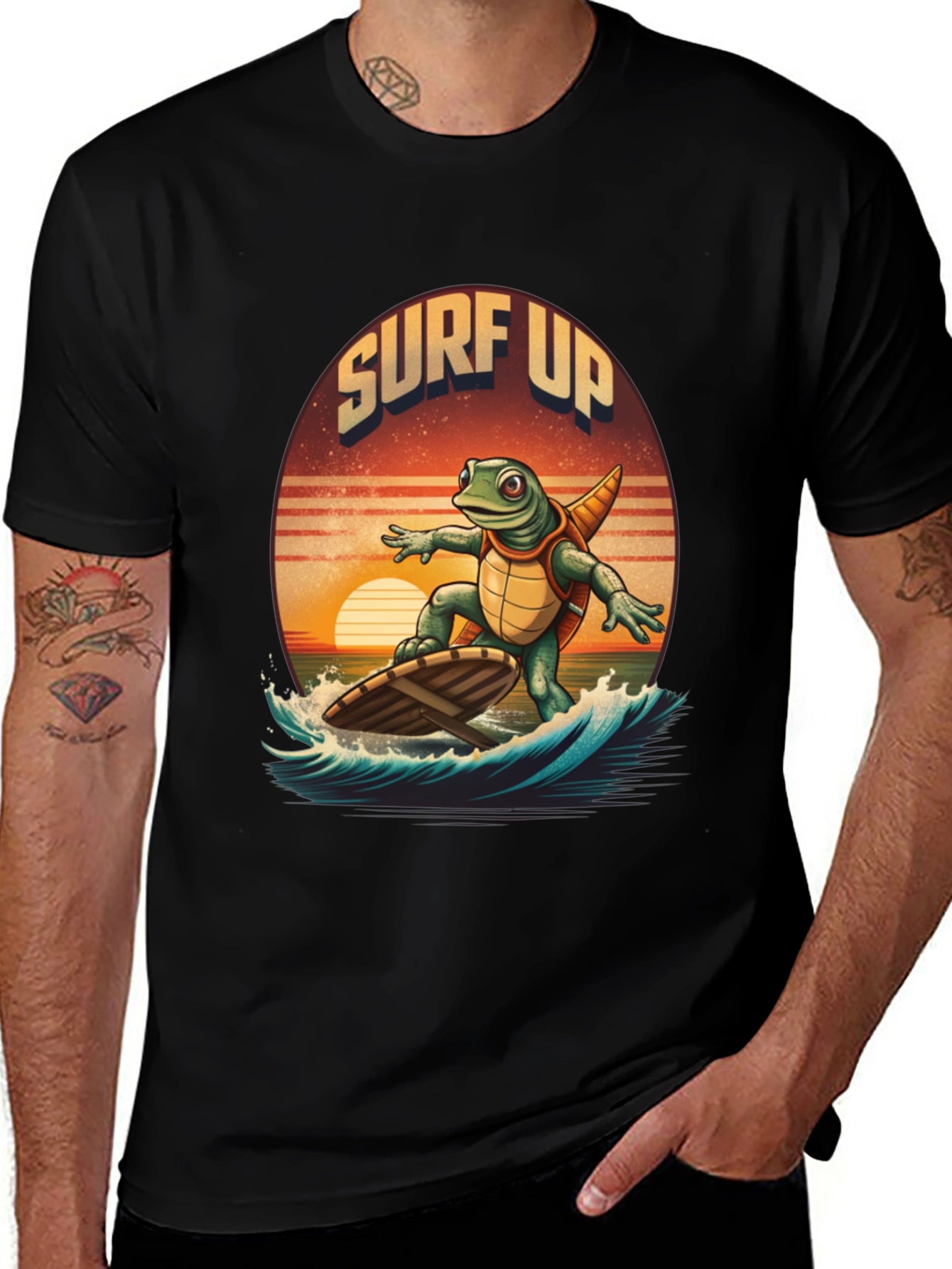 Surf Up Turtle Graphic Tee - Cool Beach Vibes