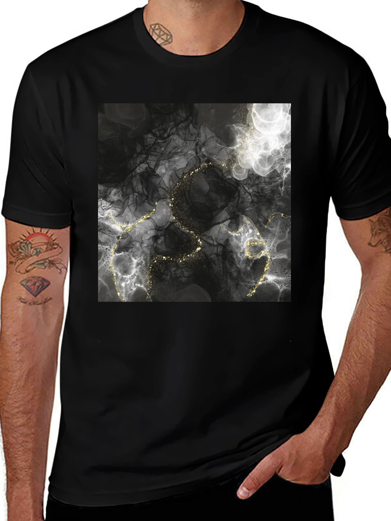 Variant 24 of Abstract Gold Vein T-Shirt - Stylish Graphic Tee
