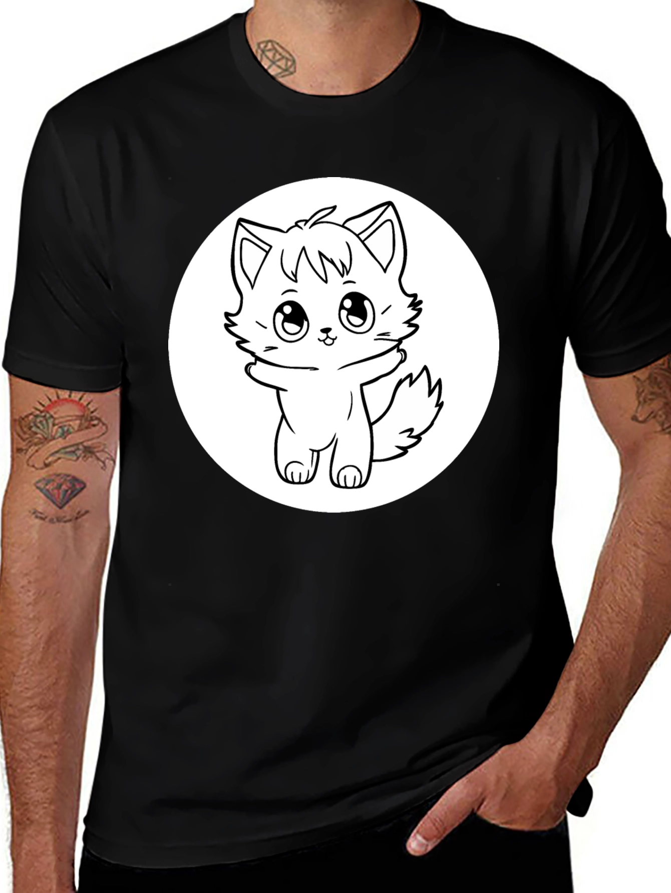 Variant 17 of Cute Kitten Graphic Black T-Shirt