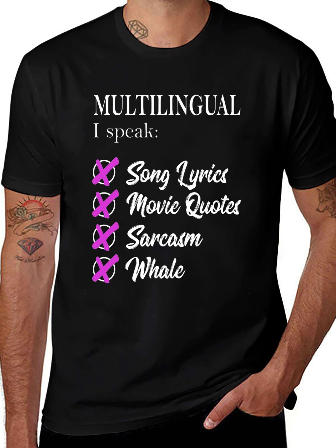 Variant 18 of Multilingual Humorous Graphic T-Shirt