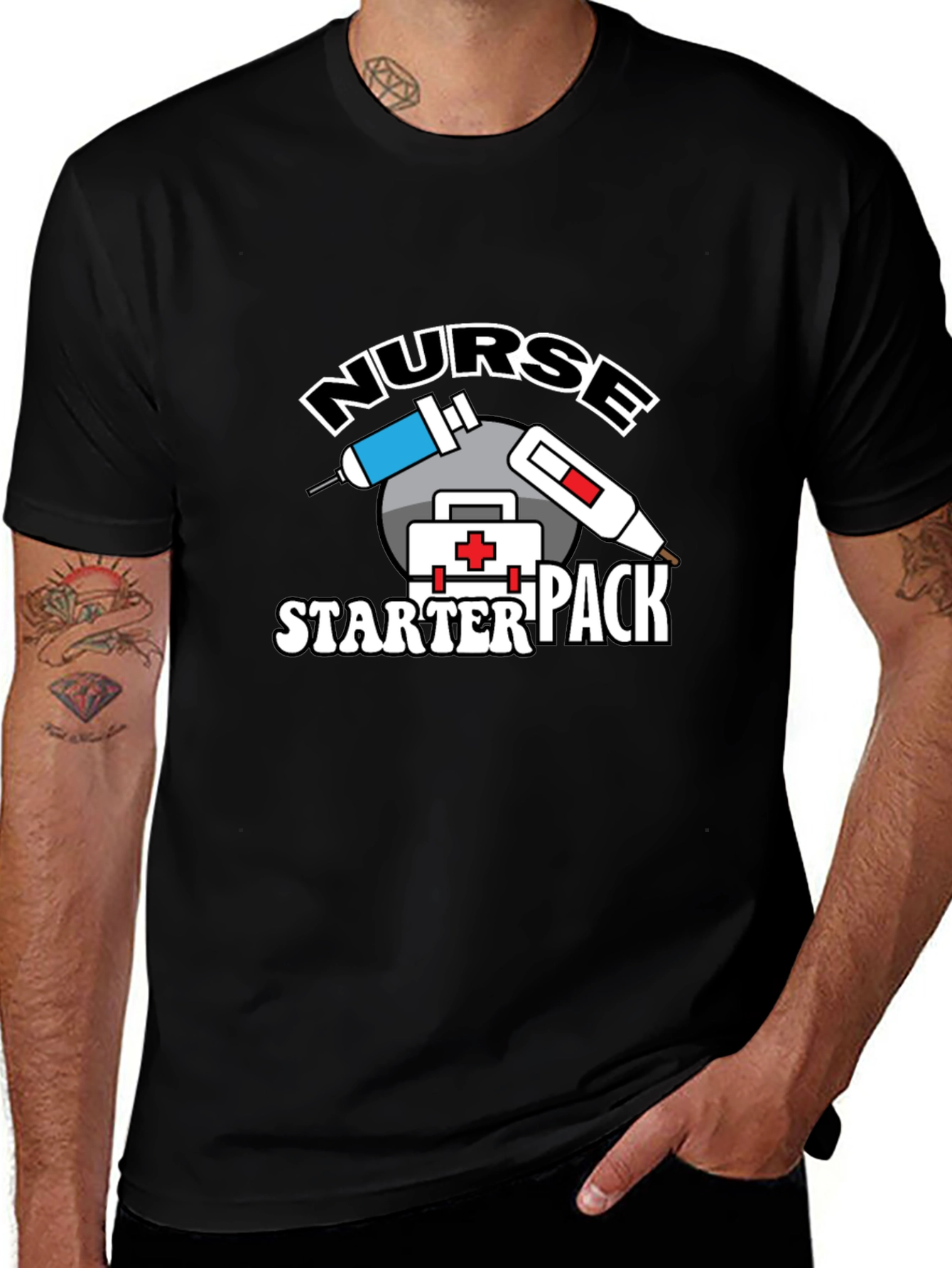 Variant 4 of Nurse Starter Pack Graphic T-Shirt - Black