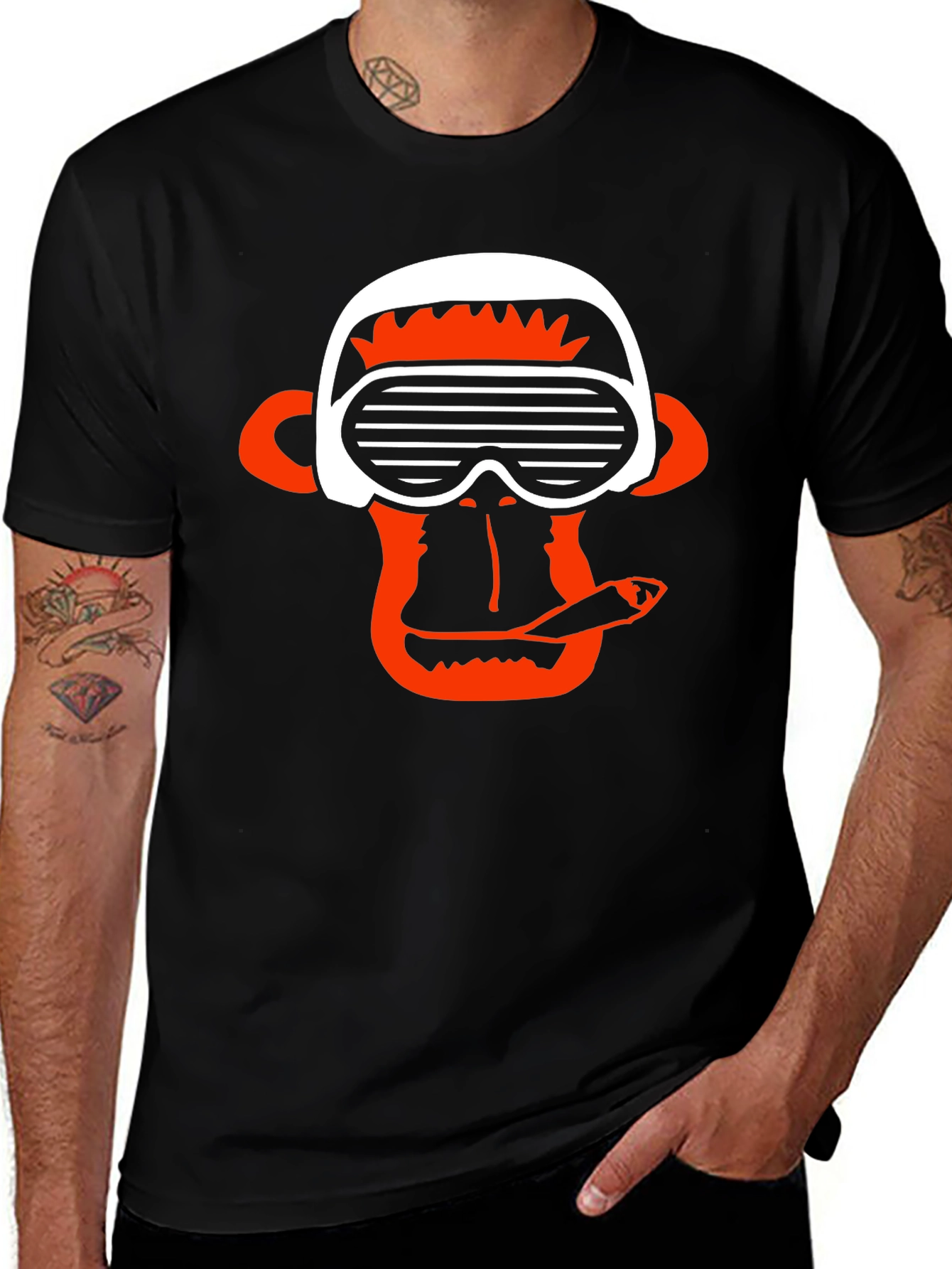 Variant 5 of Cool Monkey Graphic Tee - Men's Black T-Shirt