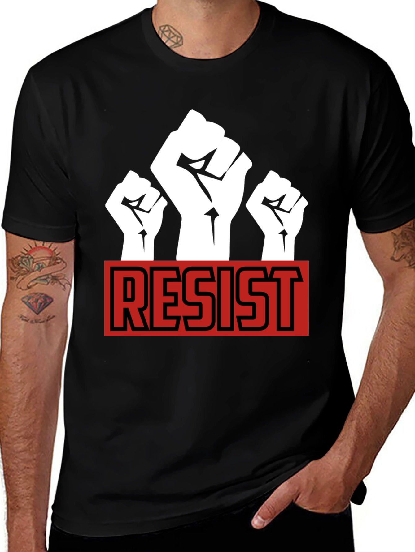 Variant 17 of Resist Fist Graphic T-Shirt - Black