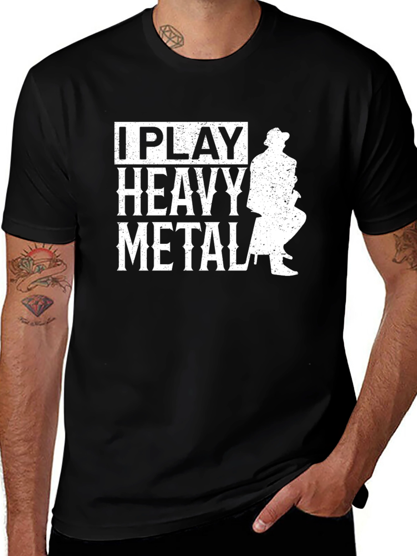 Variant 9 of I Play Heavy Metal Graphic Tee - Black