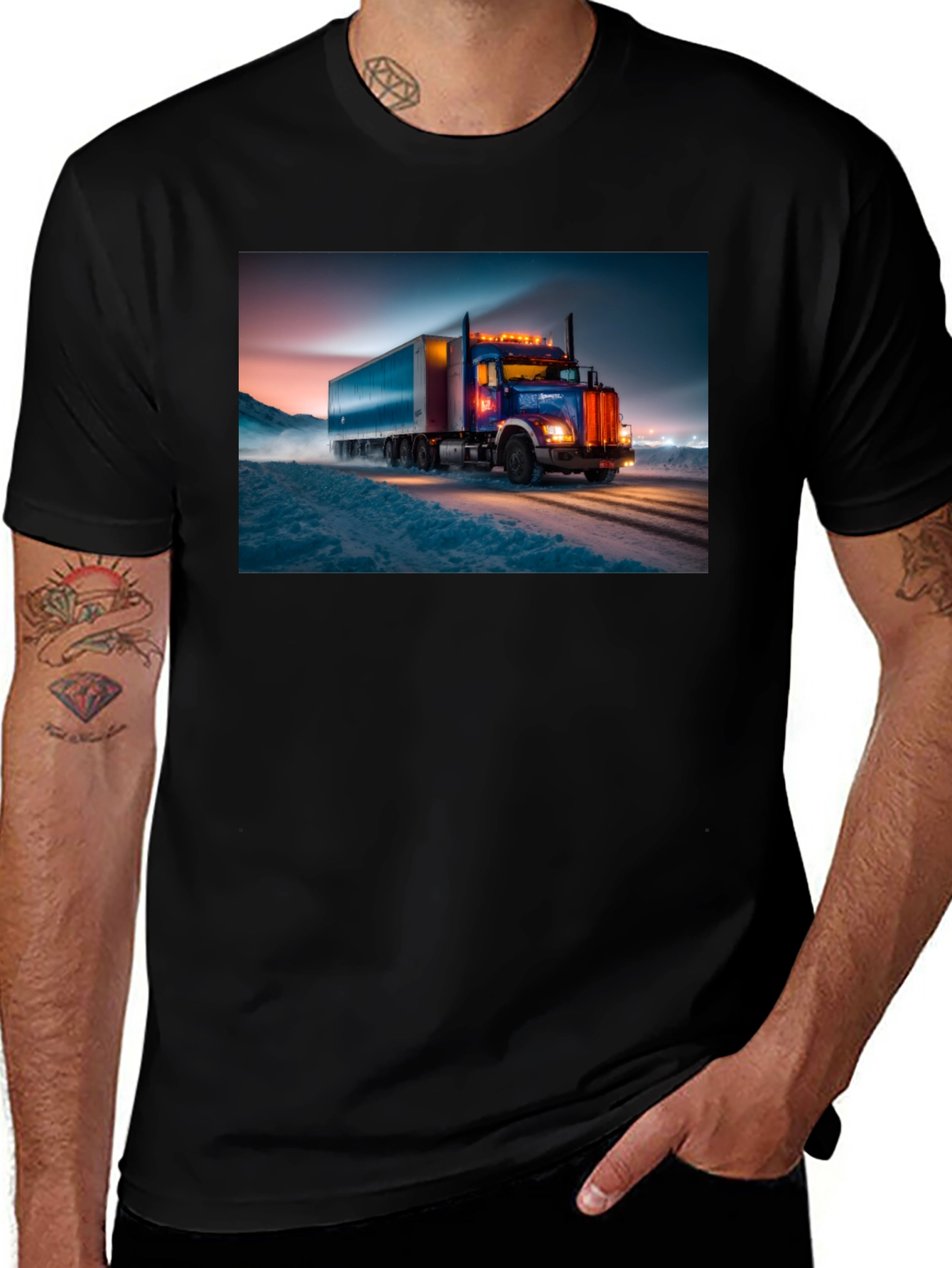 Variant 30 of Truck Print Black T-Shirt