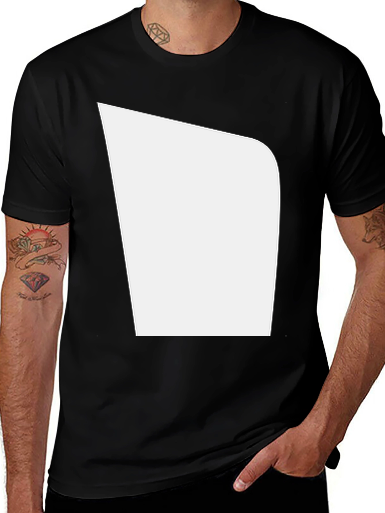 Variant 10 of Men's Black T-Shirt with Unique White Graphic