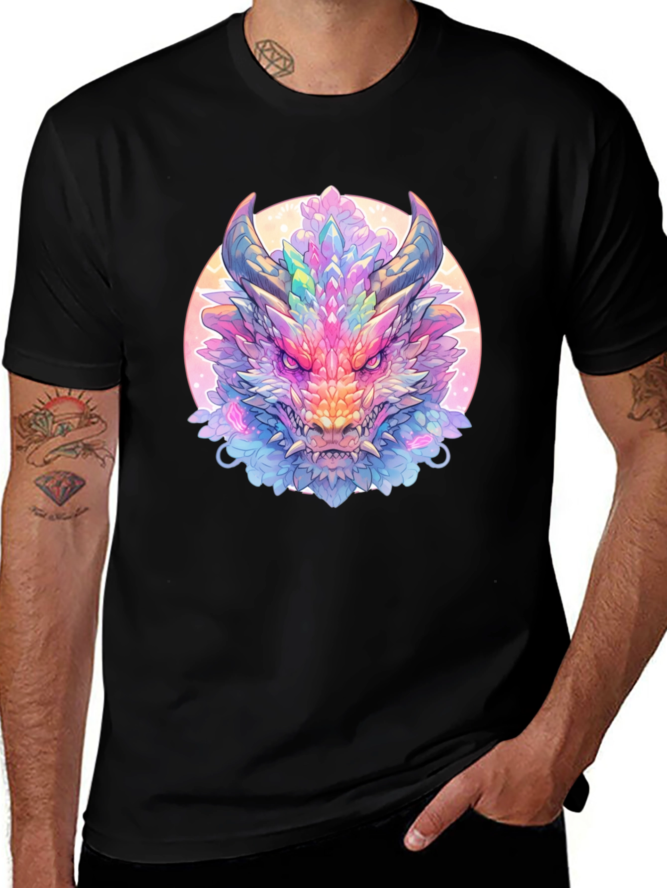 Variant 27 of Crystal Dragon Graphic Tee - Fantasy Art Shirt