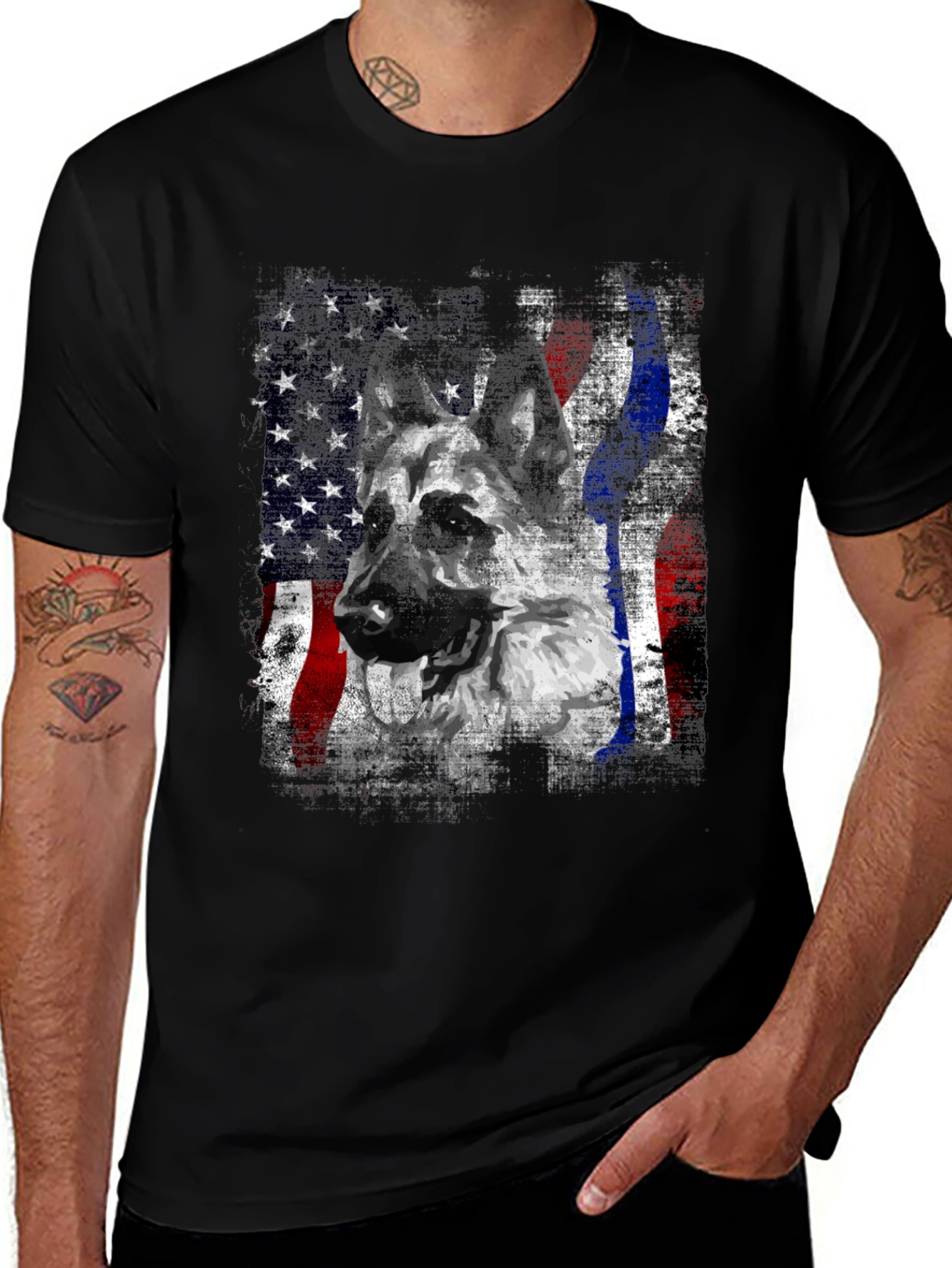 Variant 11 of American Flag German Shepherd Graphic Tee