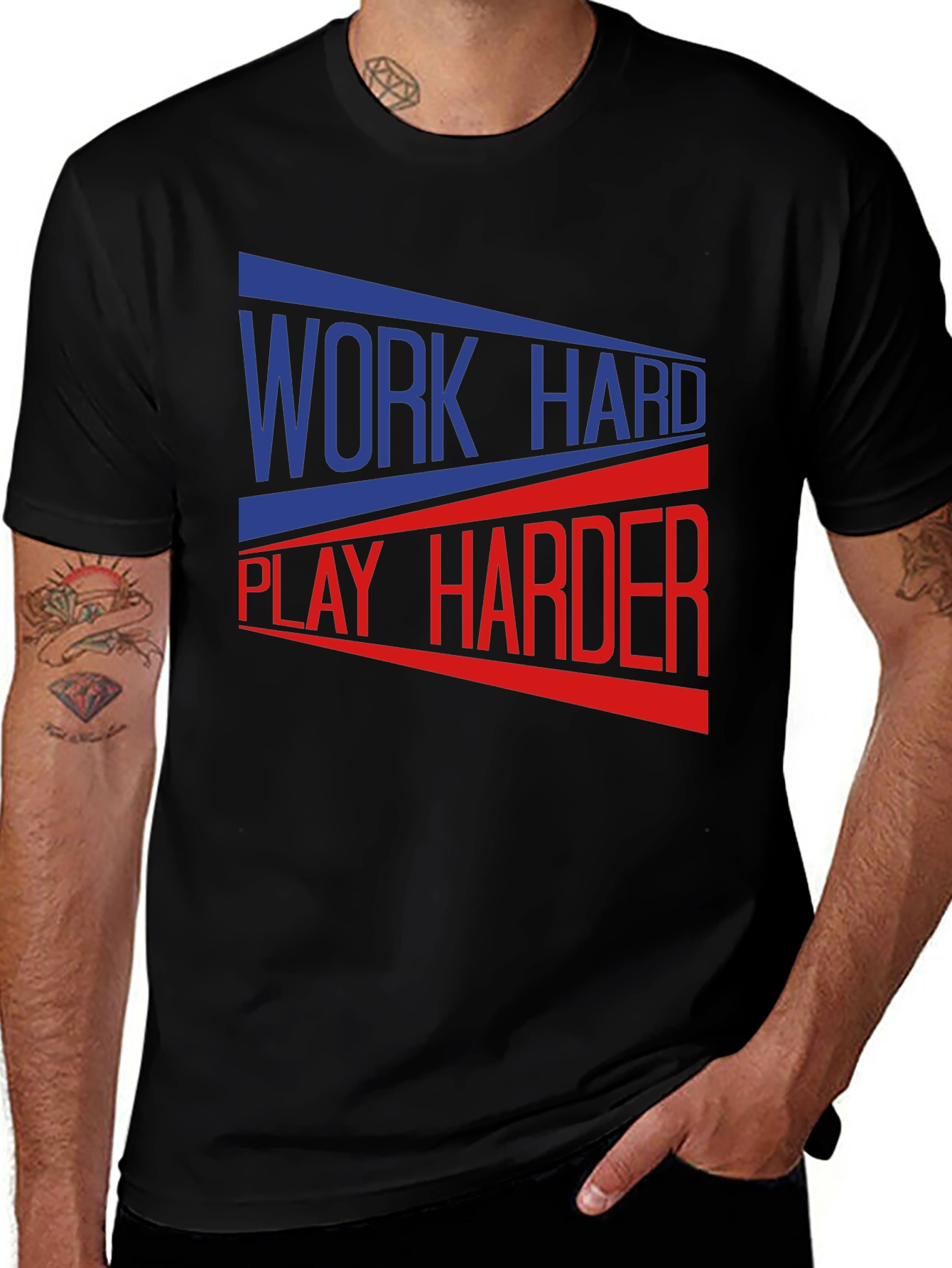 Variant 5 of Work Hard Play Harder Graphic T-Shirt