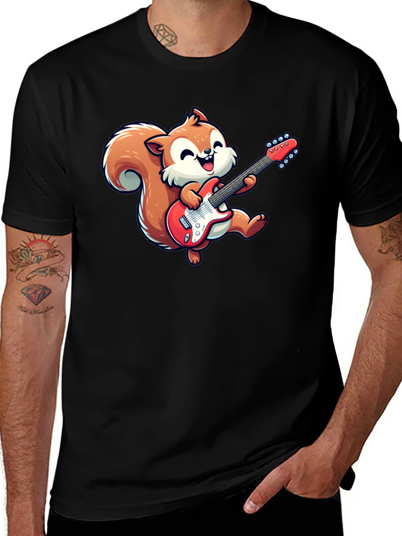 Variant 26 of Squirrel Guitar Player Graphic Tee - Rock On!