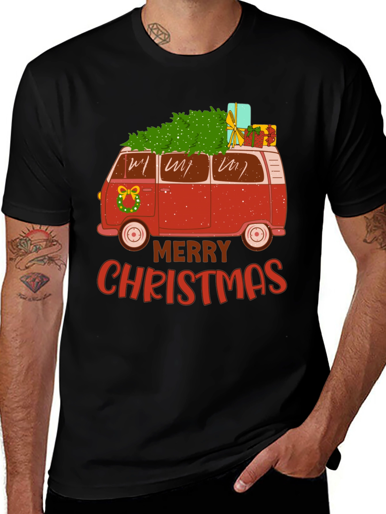 Festive Retro Van Christmas T-Shirt