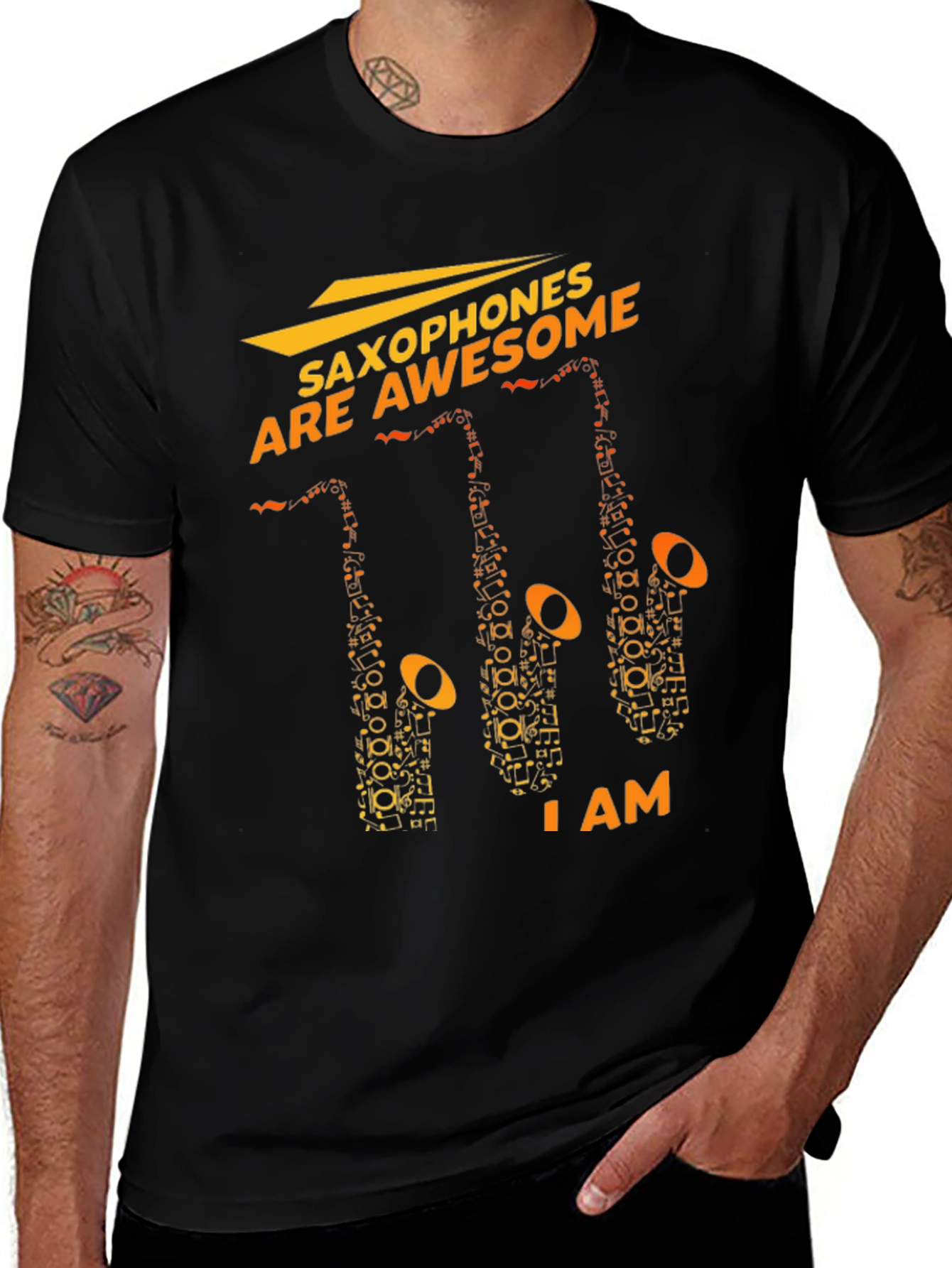 Variant 23 of Saxophones Are Awesome Black Graphic T-Shirt