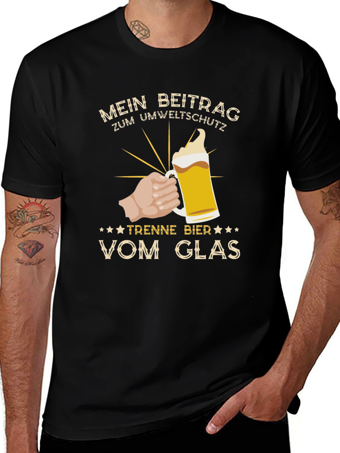 Black Men's Black 'Mein Beitrag' Beer Graphic Tee main image
