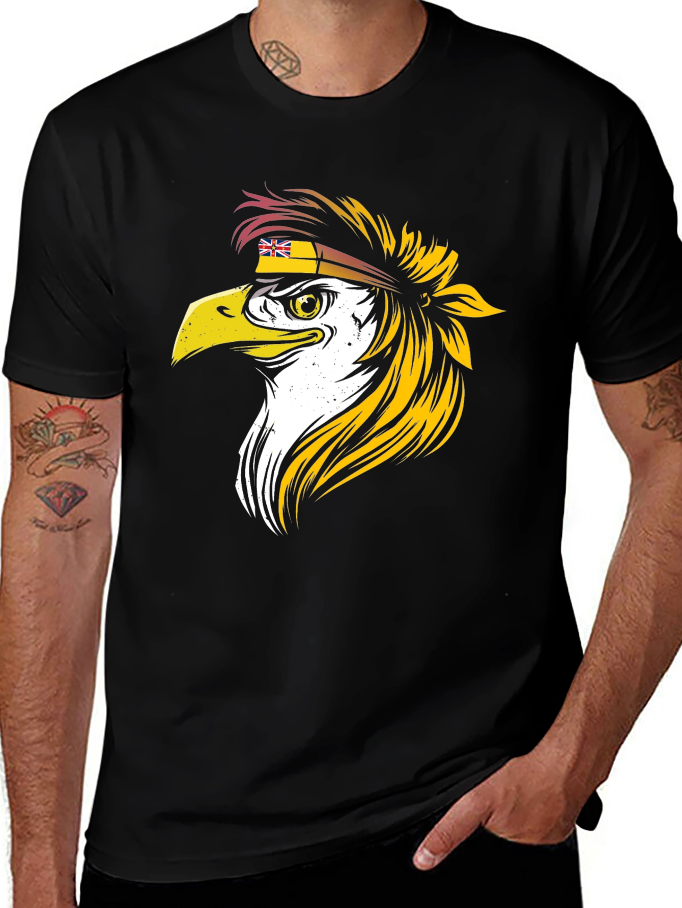 Variant 18 of Eagle Head T-Shirt with Flag Bandana - Cool Design