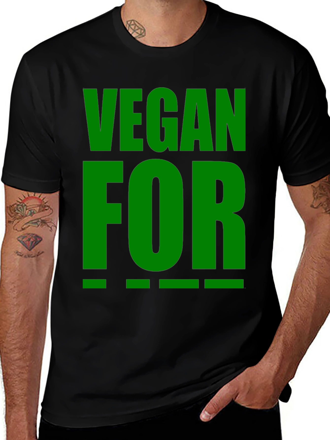 Variant 26 of Vegan For T-Shirt - Bold Green Text on Black